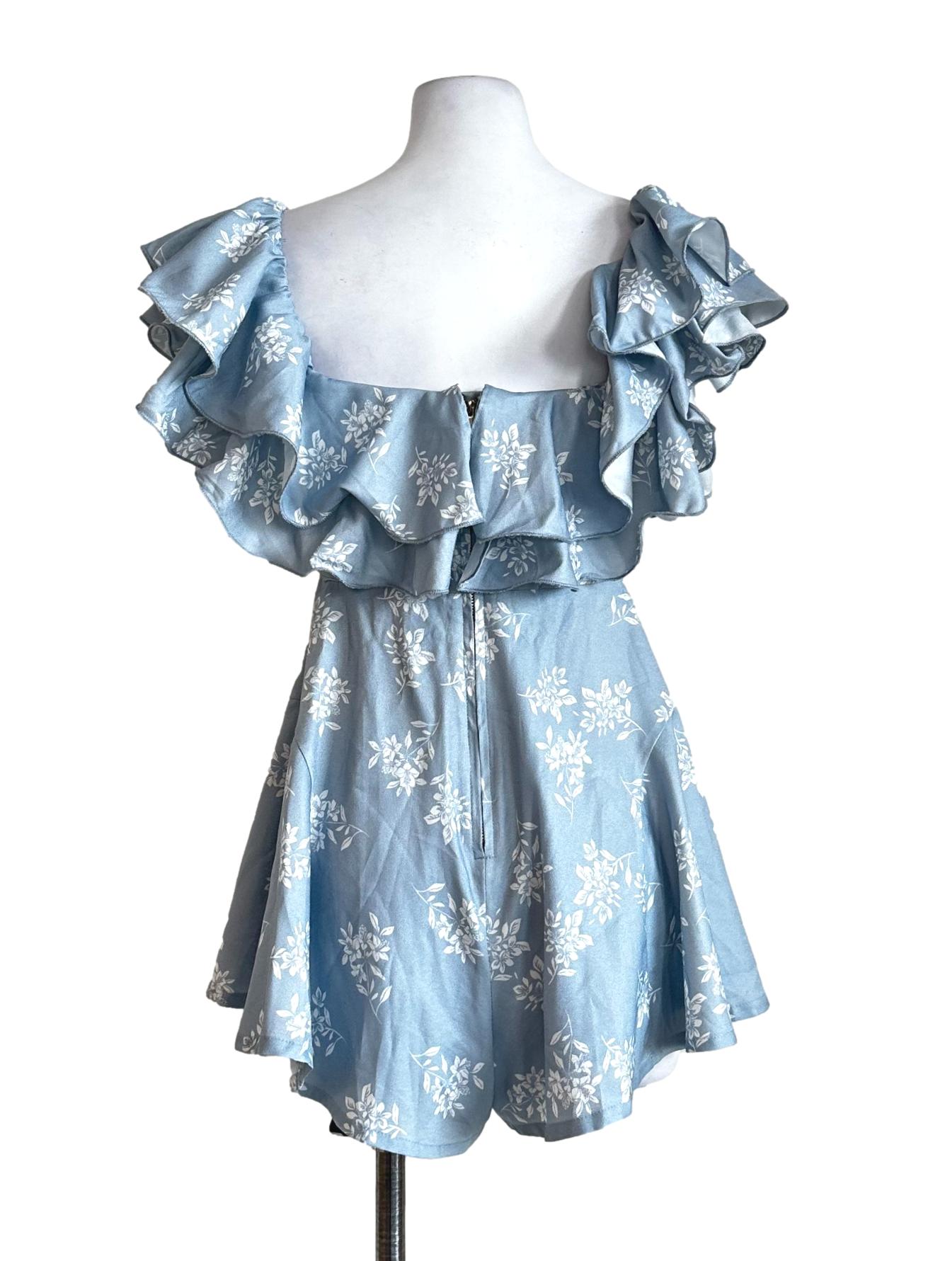 Light Blue Flower Printed Rompers