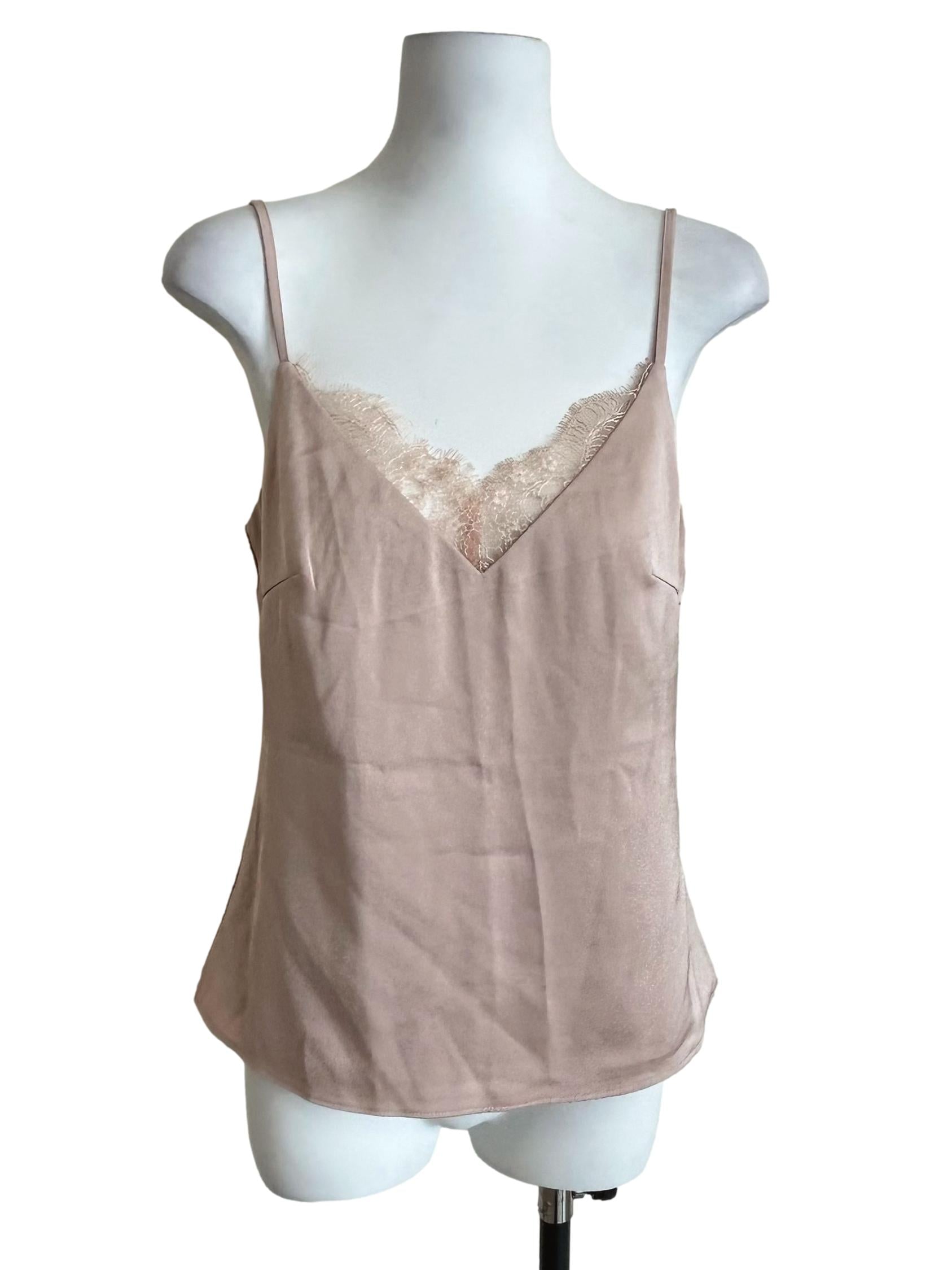 Rose Gold Satin Lace Trim Cami