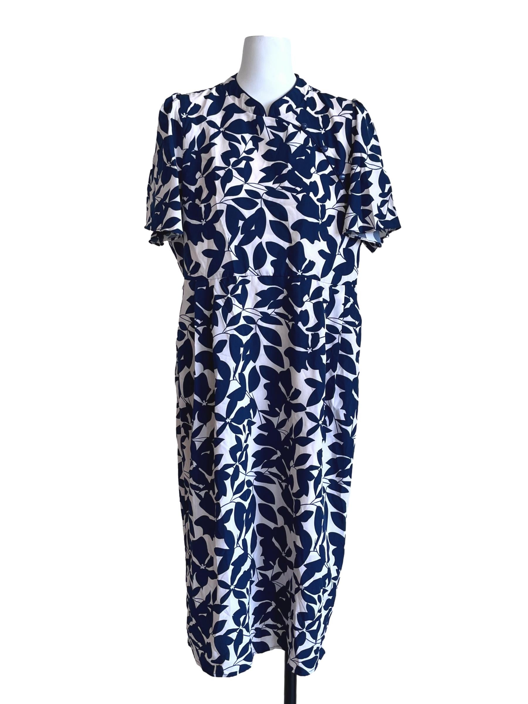 Indigo Blue Floral Midi Dress