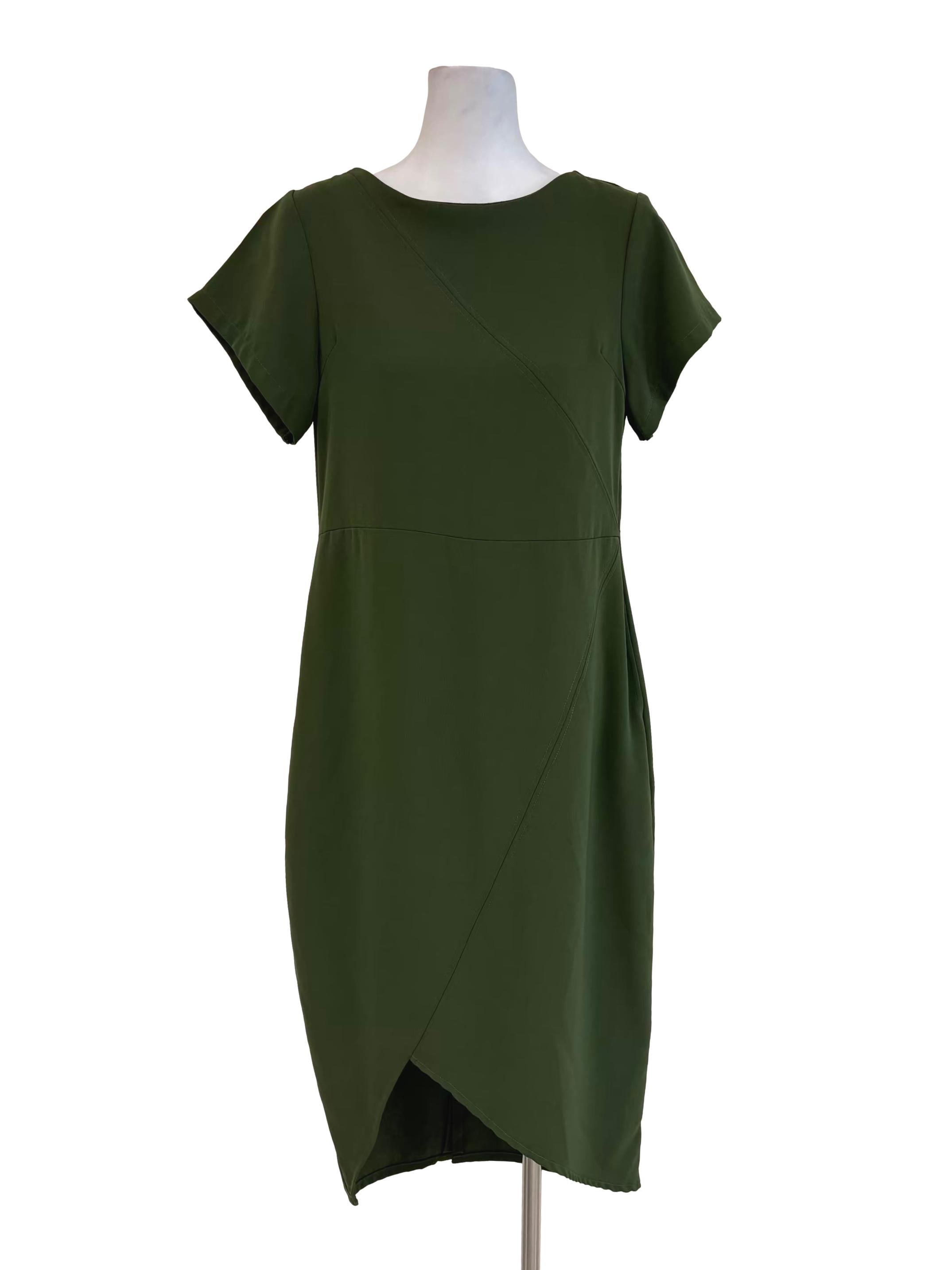 Olive Green Short Sleeve Pencil Dress