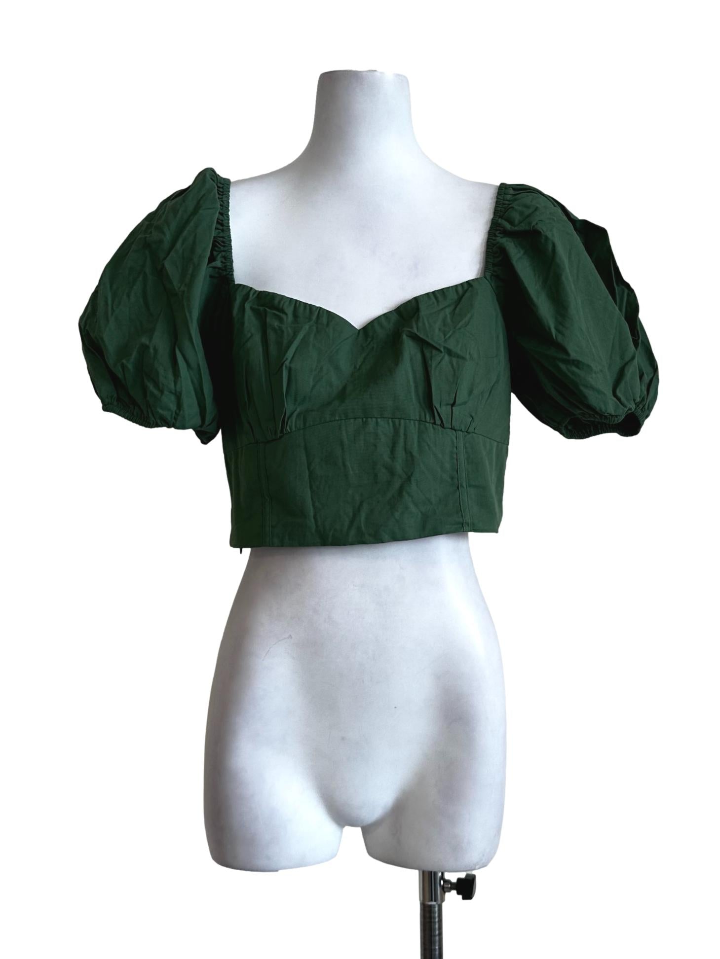 Emerald Green Plain Crop Top