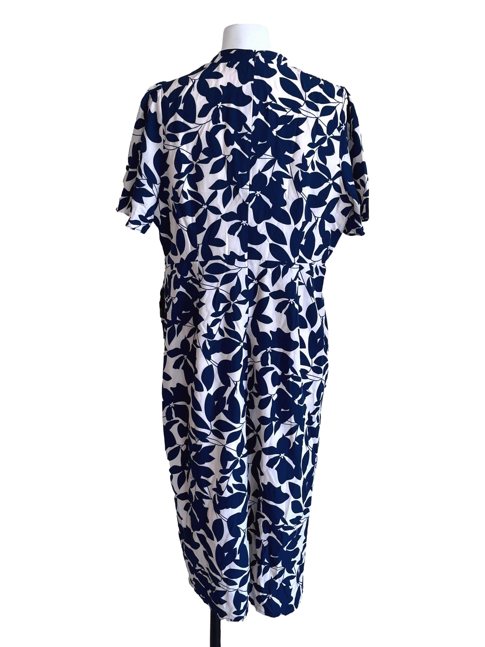 Indigo Blue Floral Midi Dress