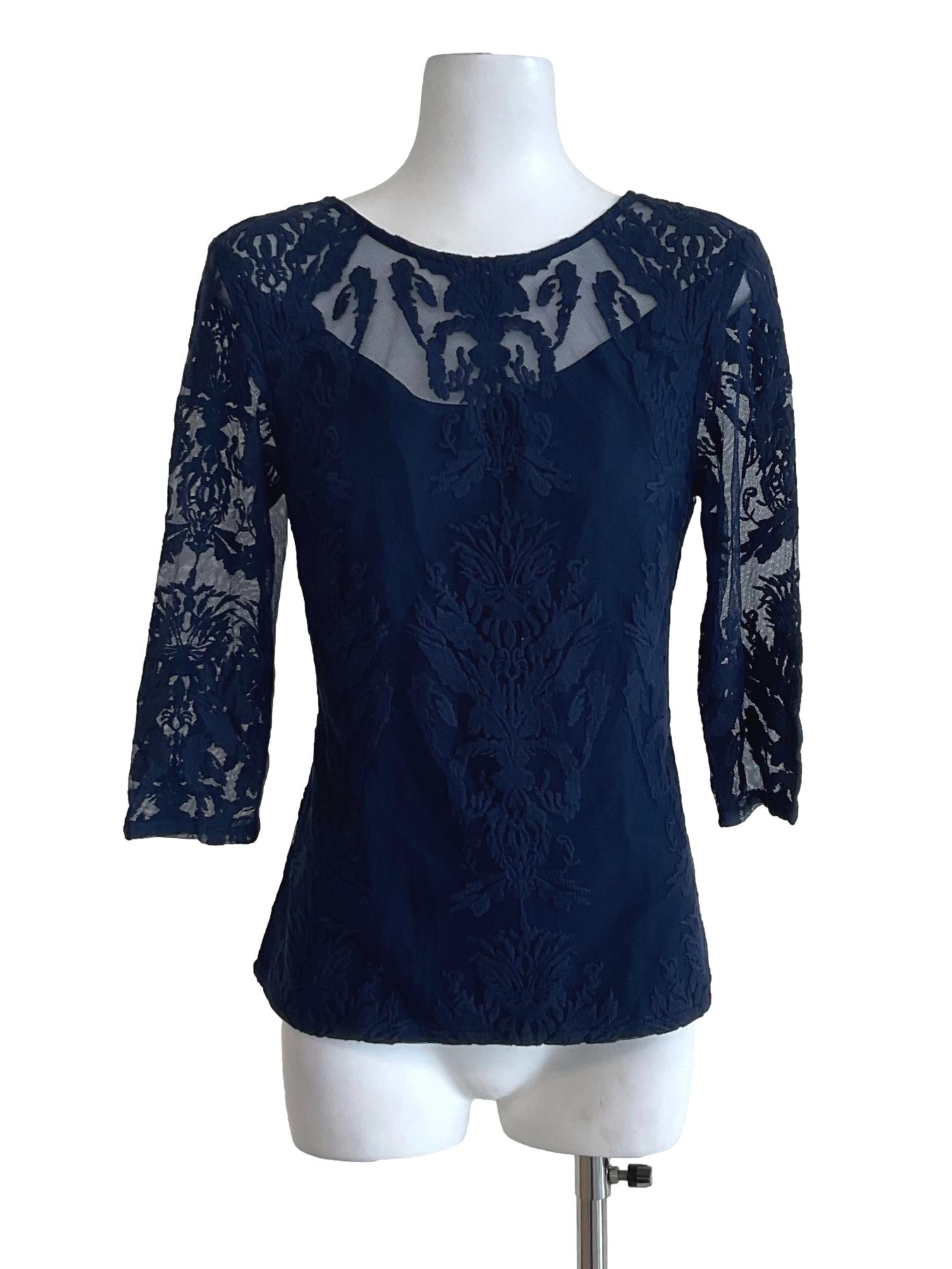 Navy Blue Floral Top LB
