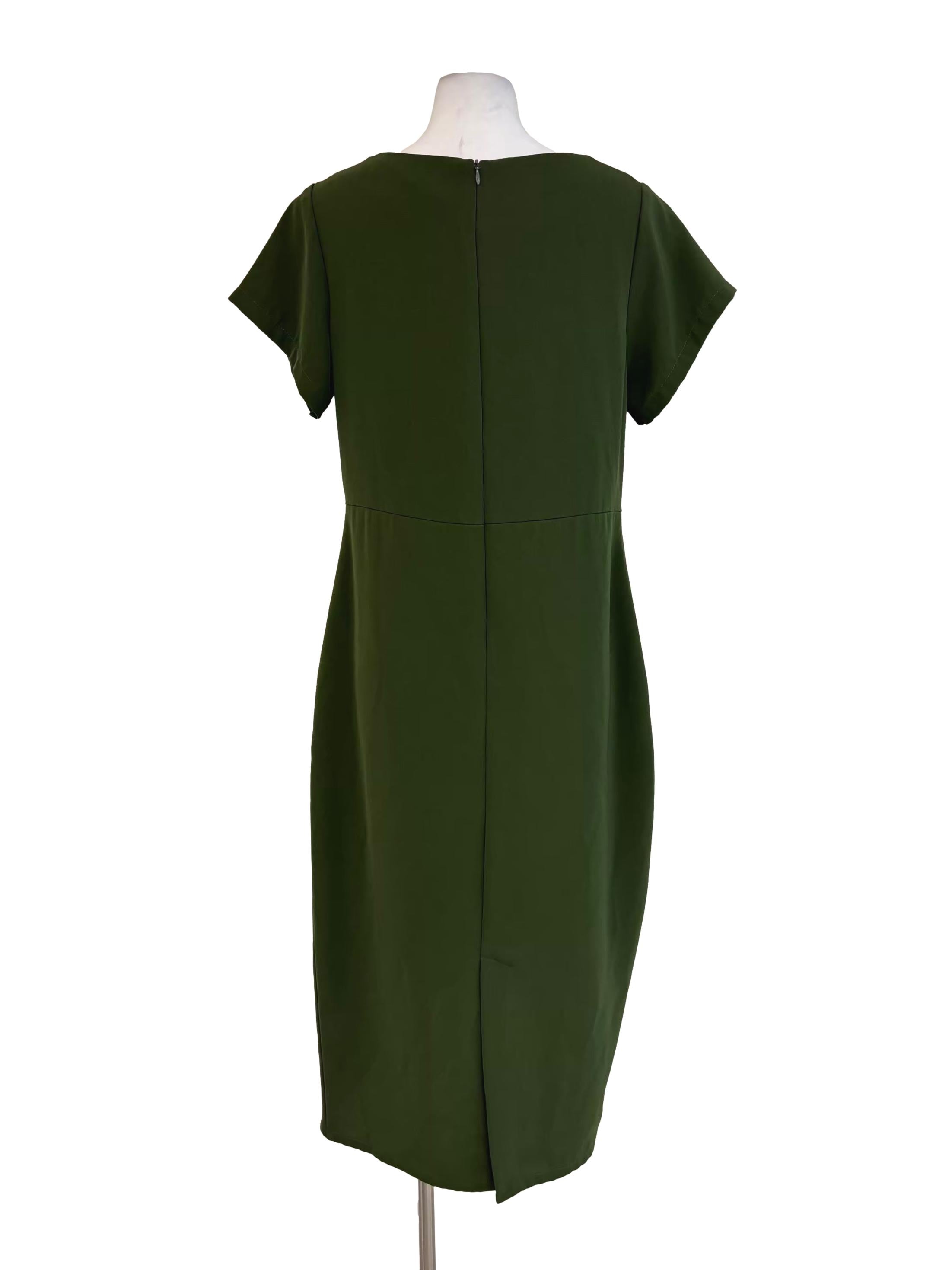 Olive Green Short Sleeve Pencil Dress