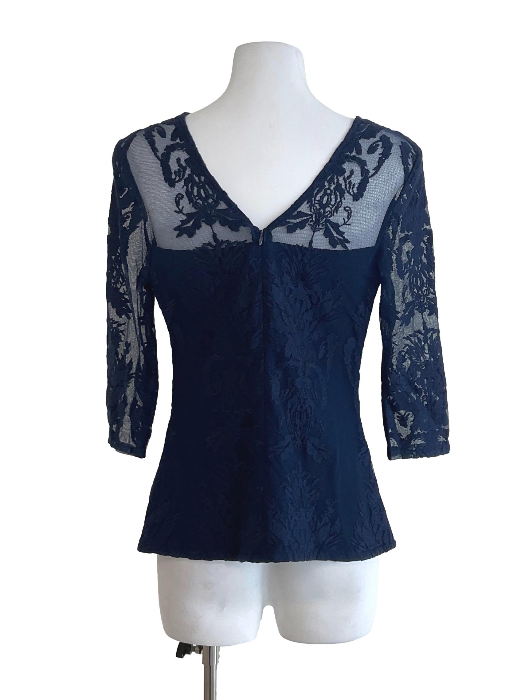 Navy Blue Floral Top LB