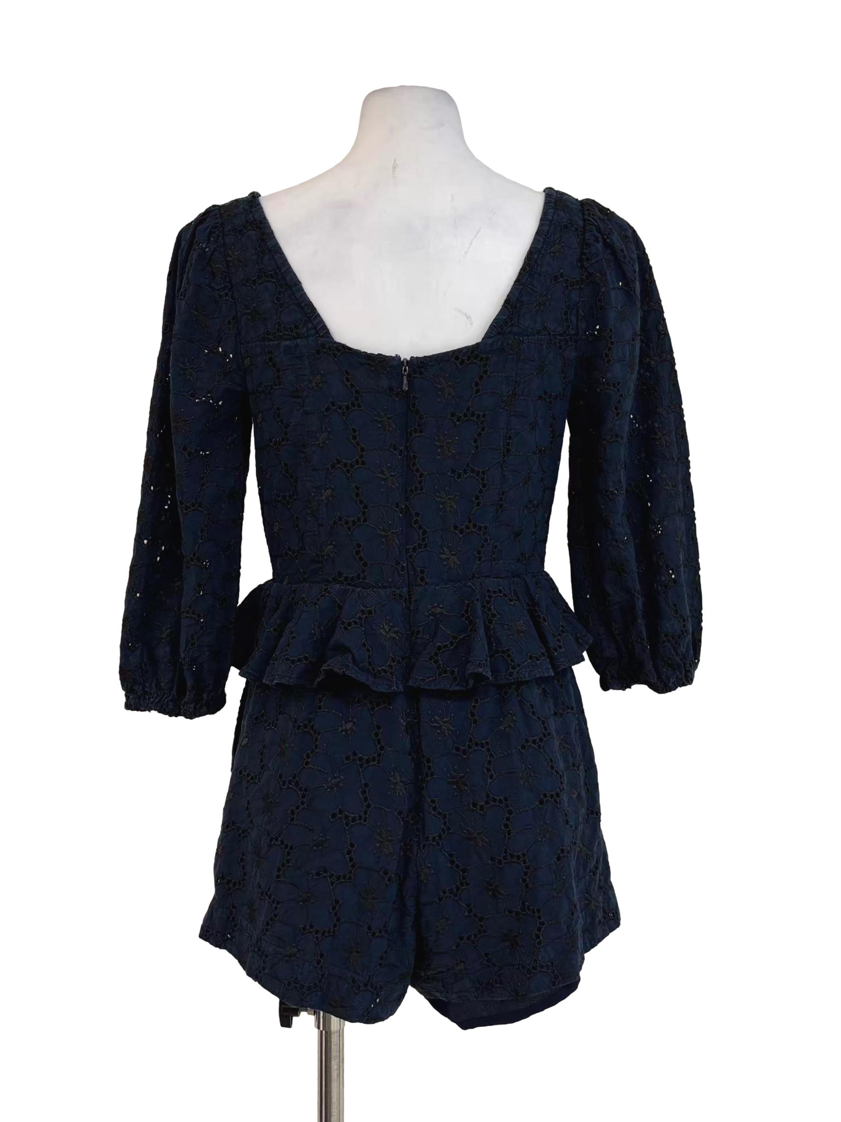 Navy Blue Lace Romper