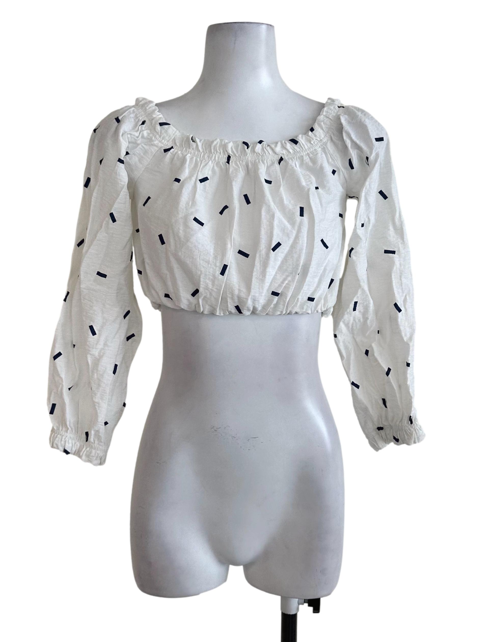 Fayth Ivory White Abstract Top | REFASH