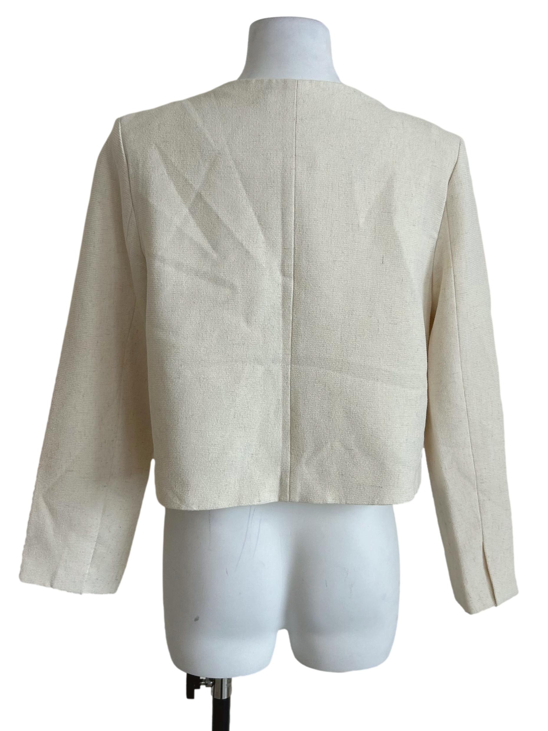 Cream Gold Button Cropped Blazer