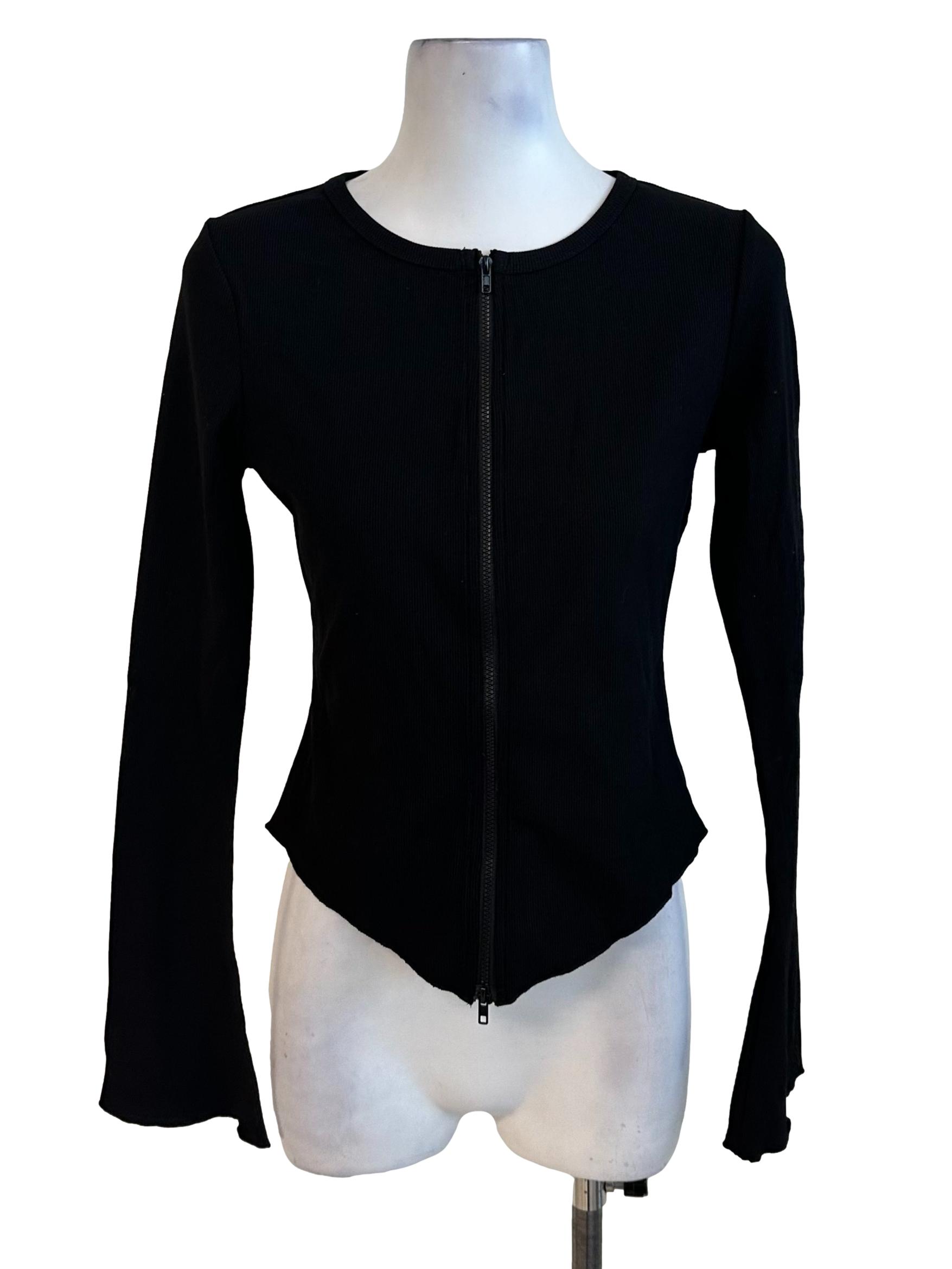 Raven Black Zipped V Top