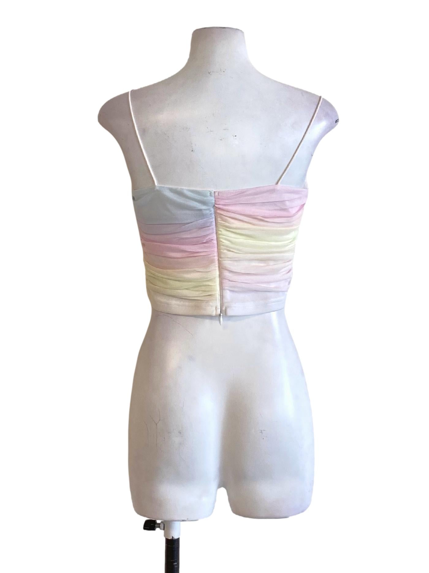 Cotton Candy Spaghetti Strap Wrap Drape Cropped Top