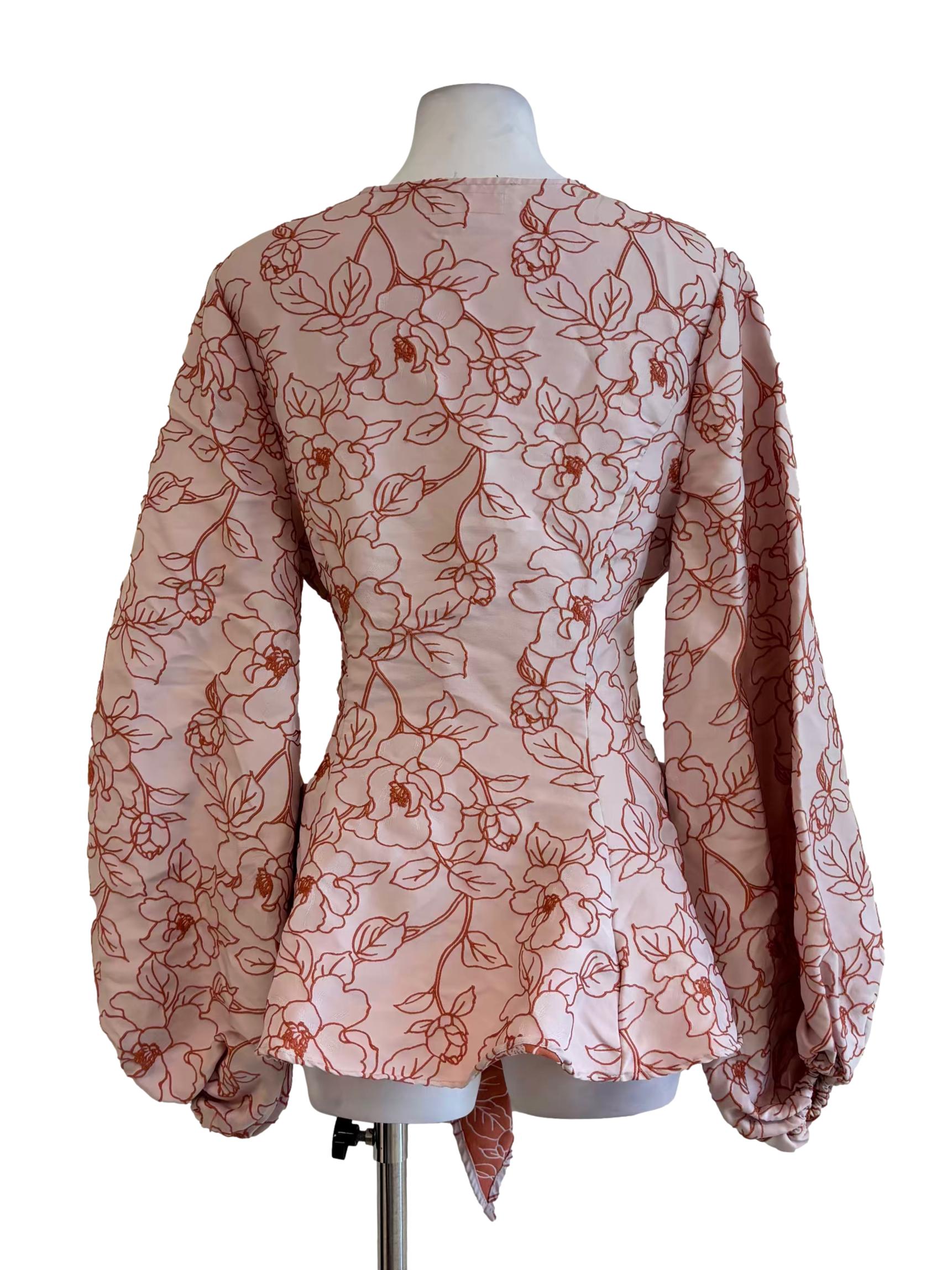 Apricot Melon Pink Textured Wrap Top