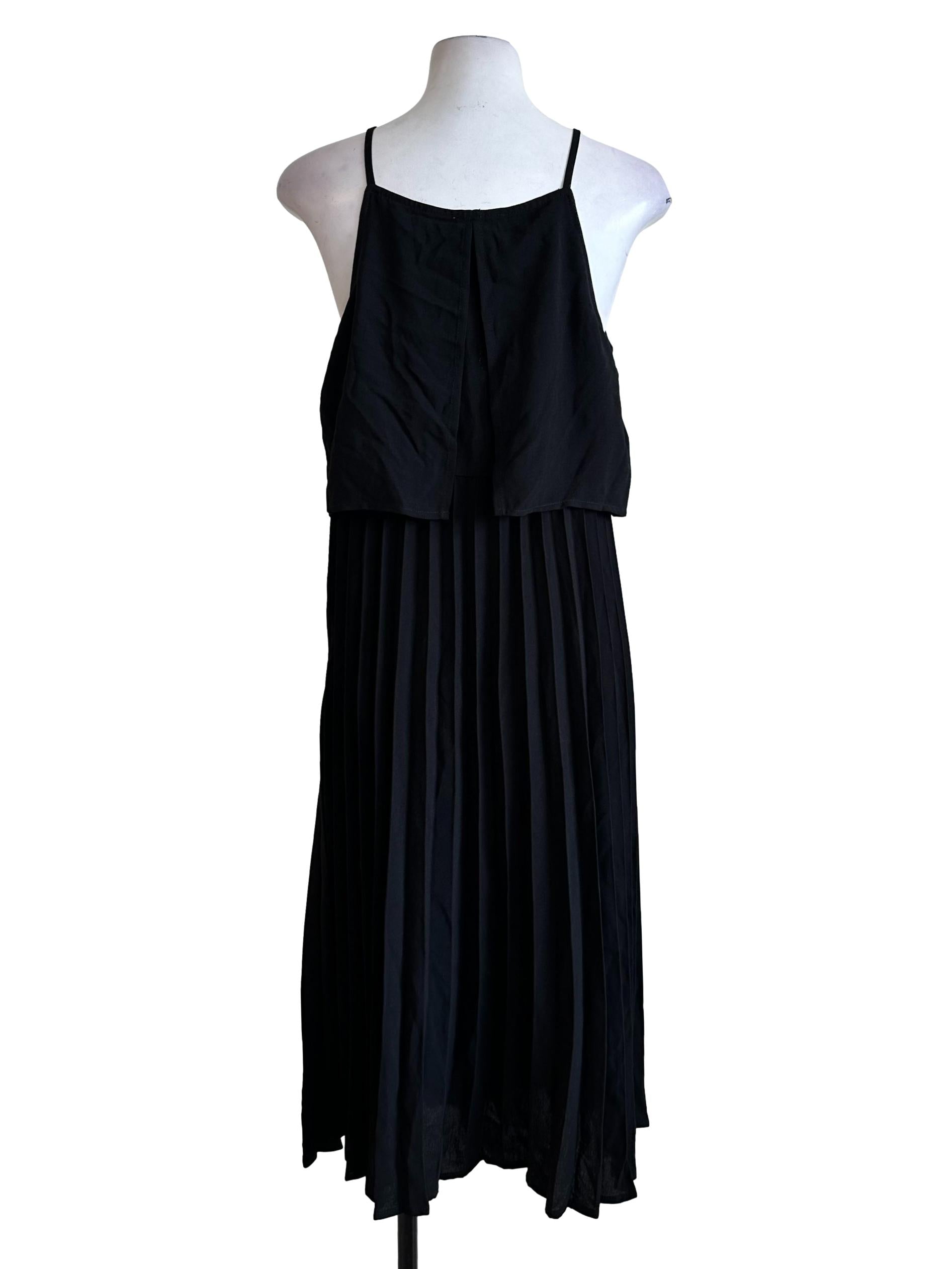 Black Pleated Midi Dress