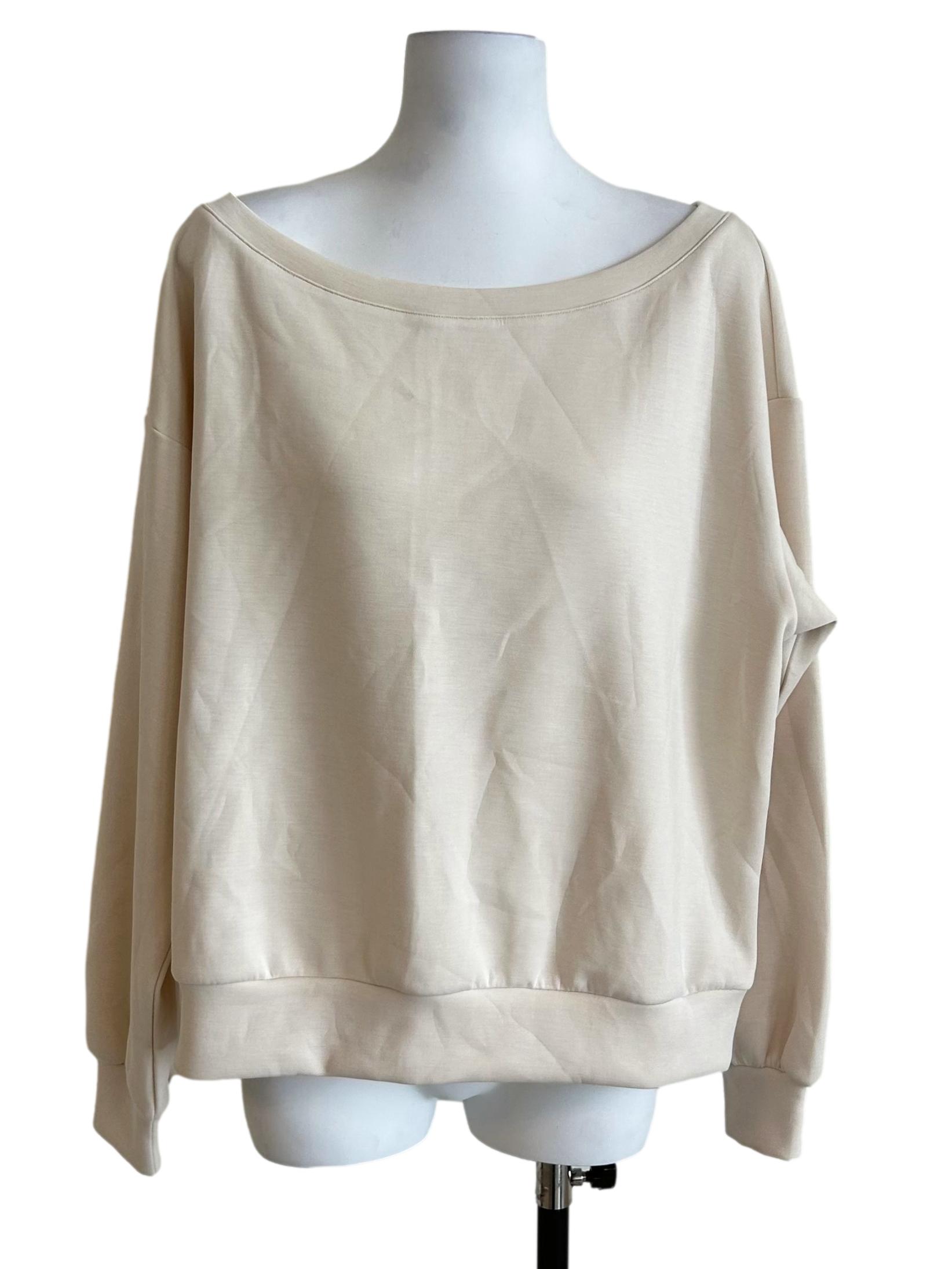 Cream Off Shoulder Fleece Sweatshirt