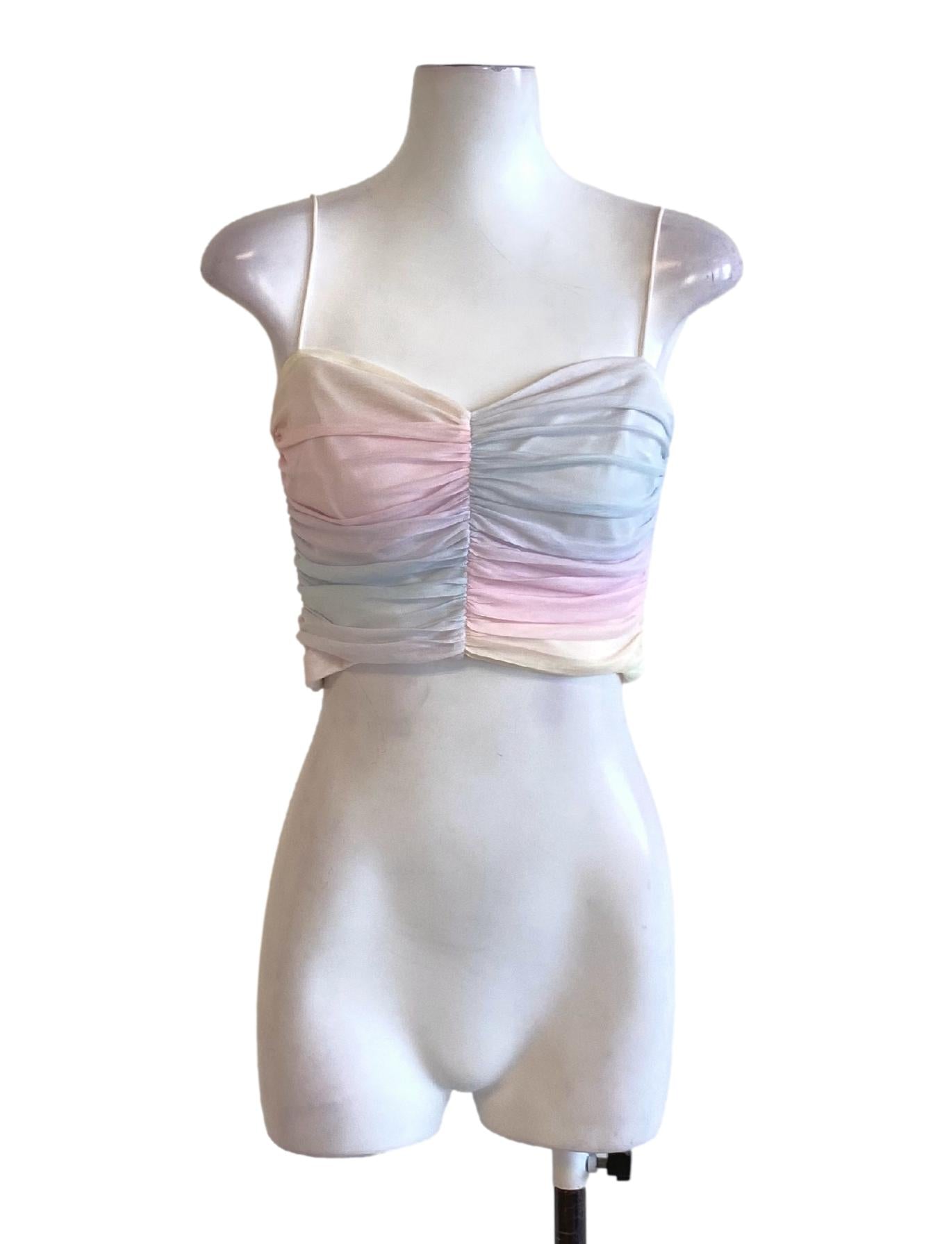 Cotton Candy Spaghetti Strap Wrap Drape Cropped Top