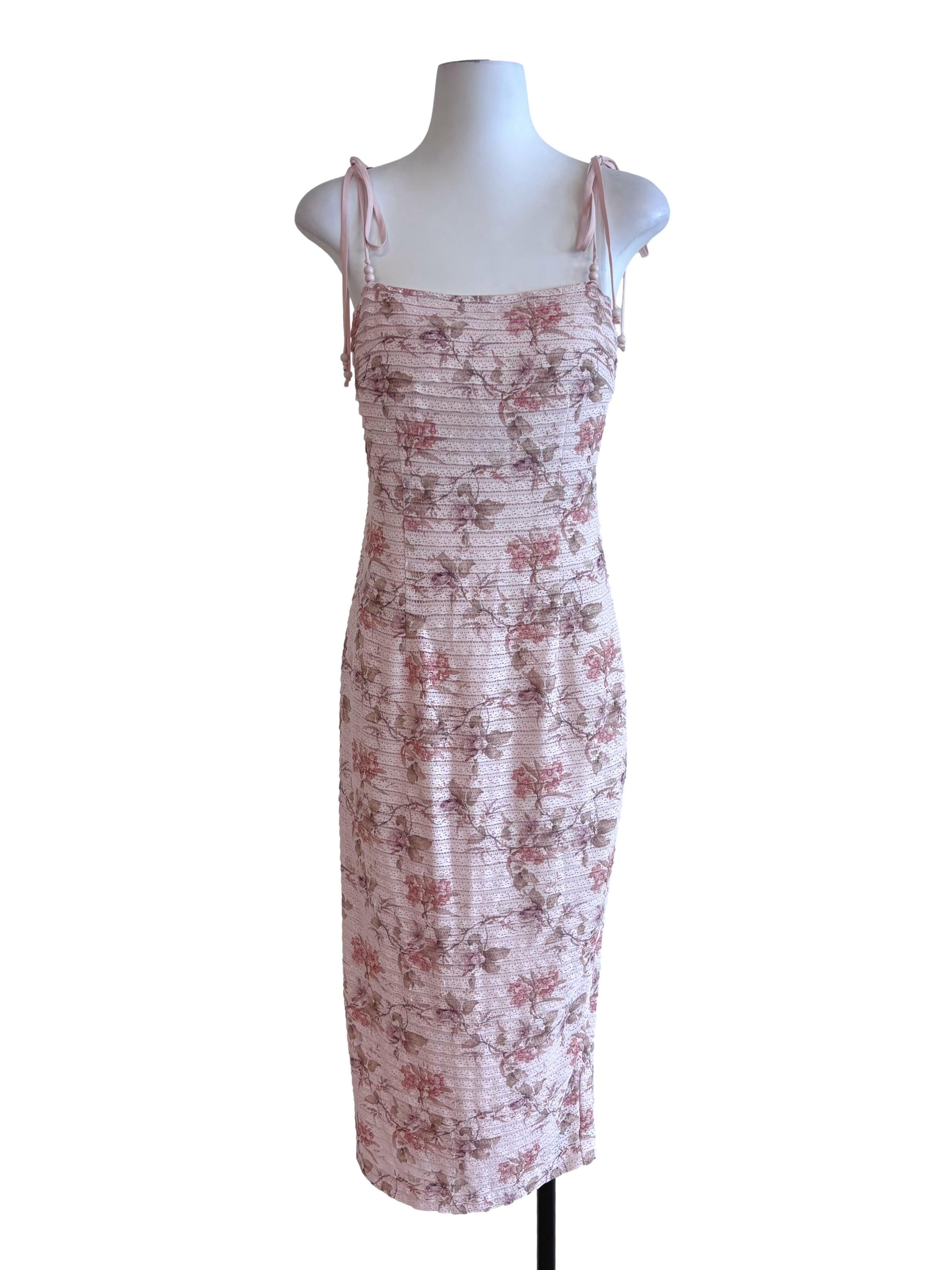 Strawberry Pink Floral Midi Dress