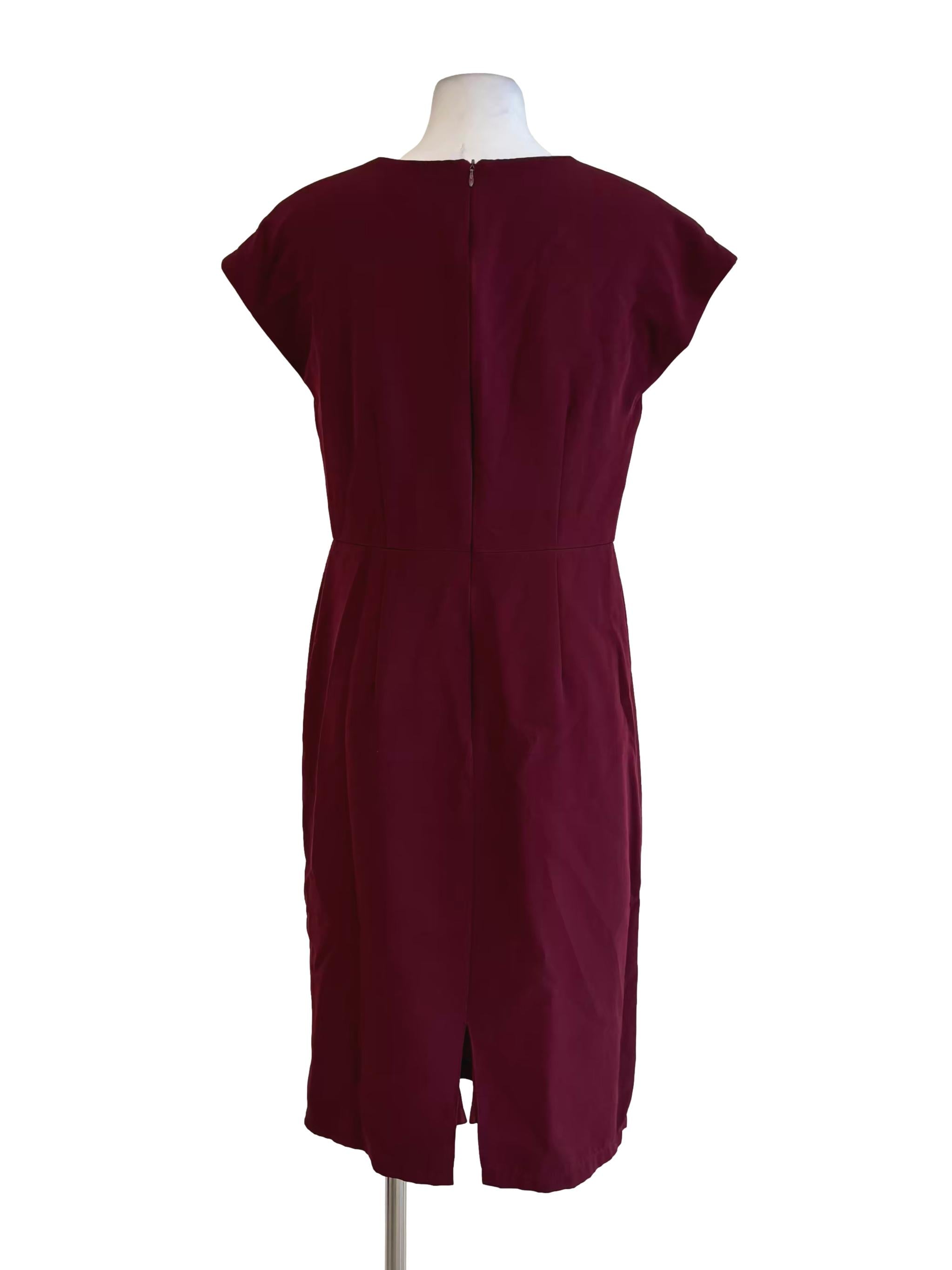 Burgundy Short Sleeve Pencil Dress