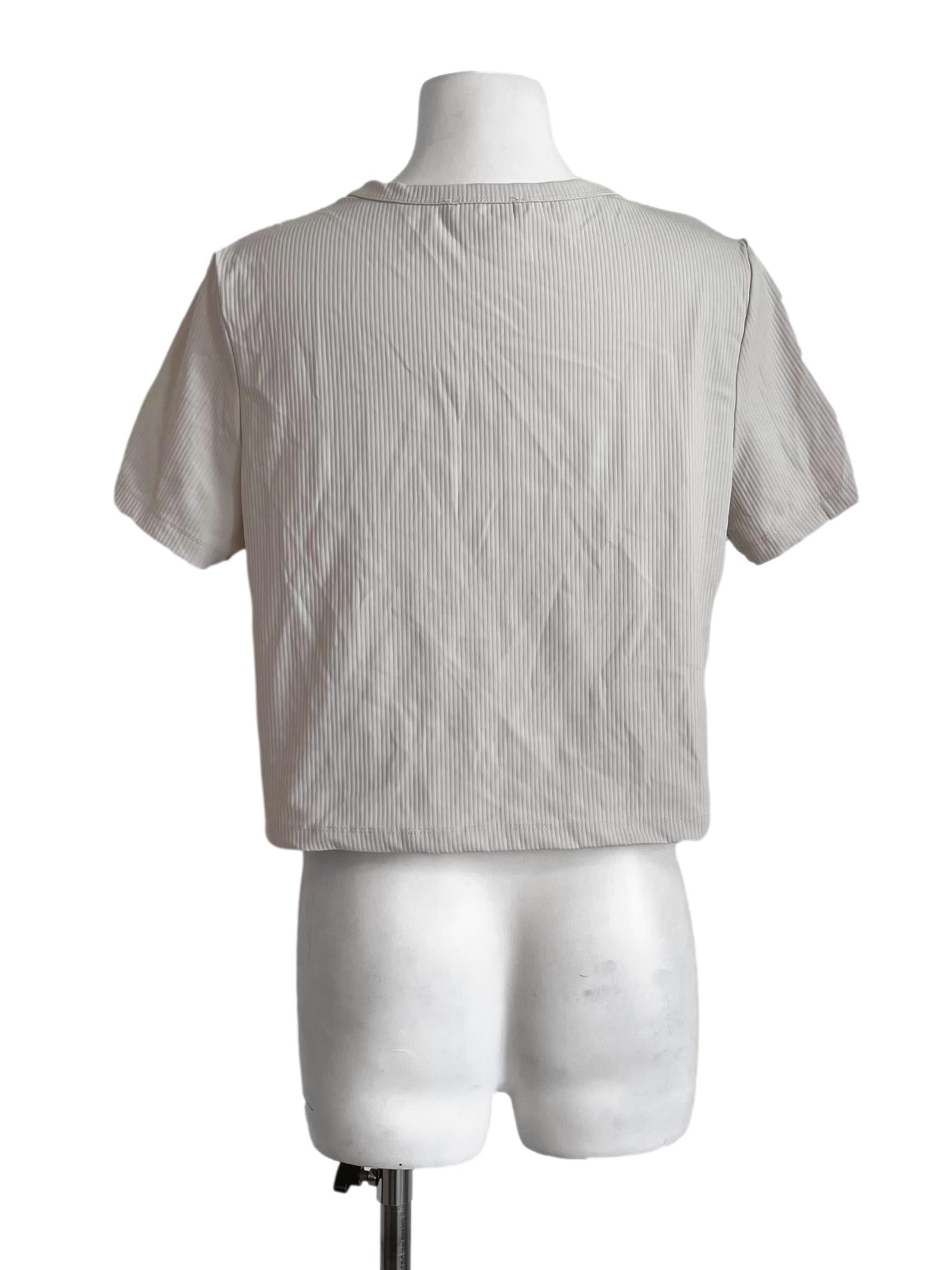 Cream White Crop Pleated Shirt