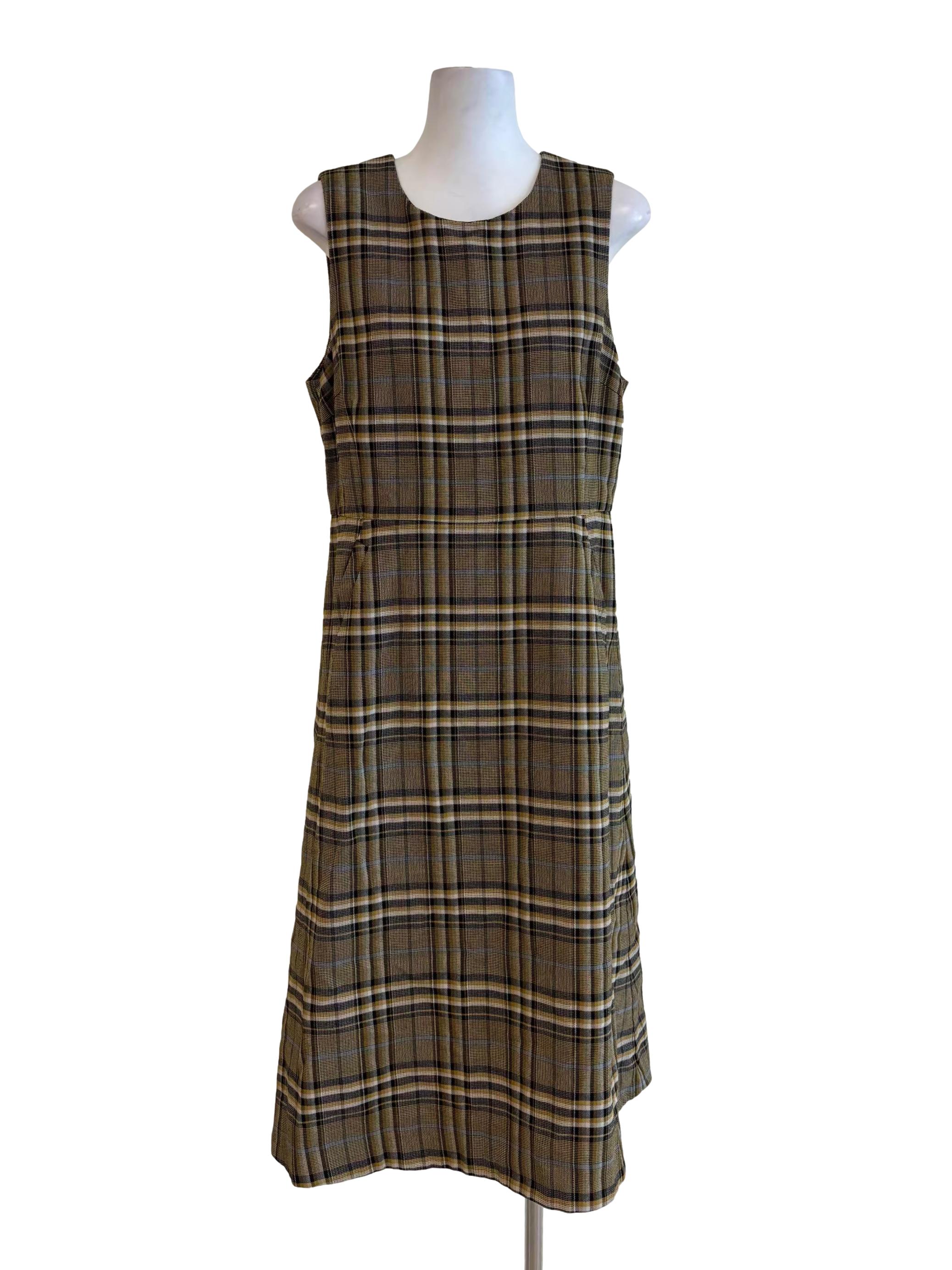 Buff Brown Yellowish Plaid Dress