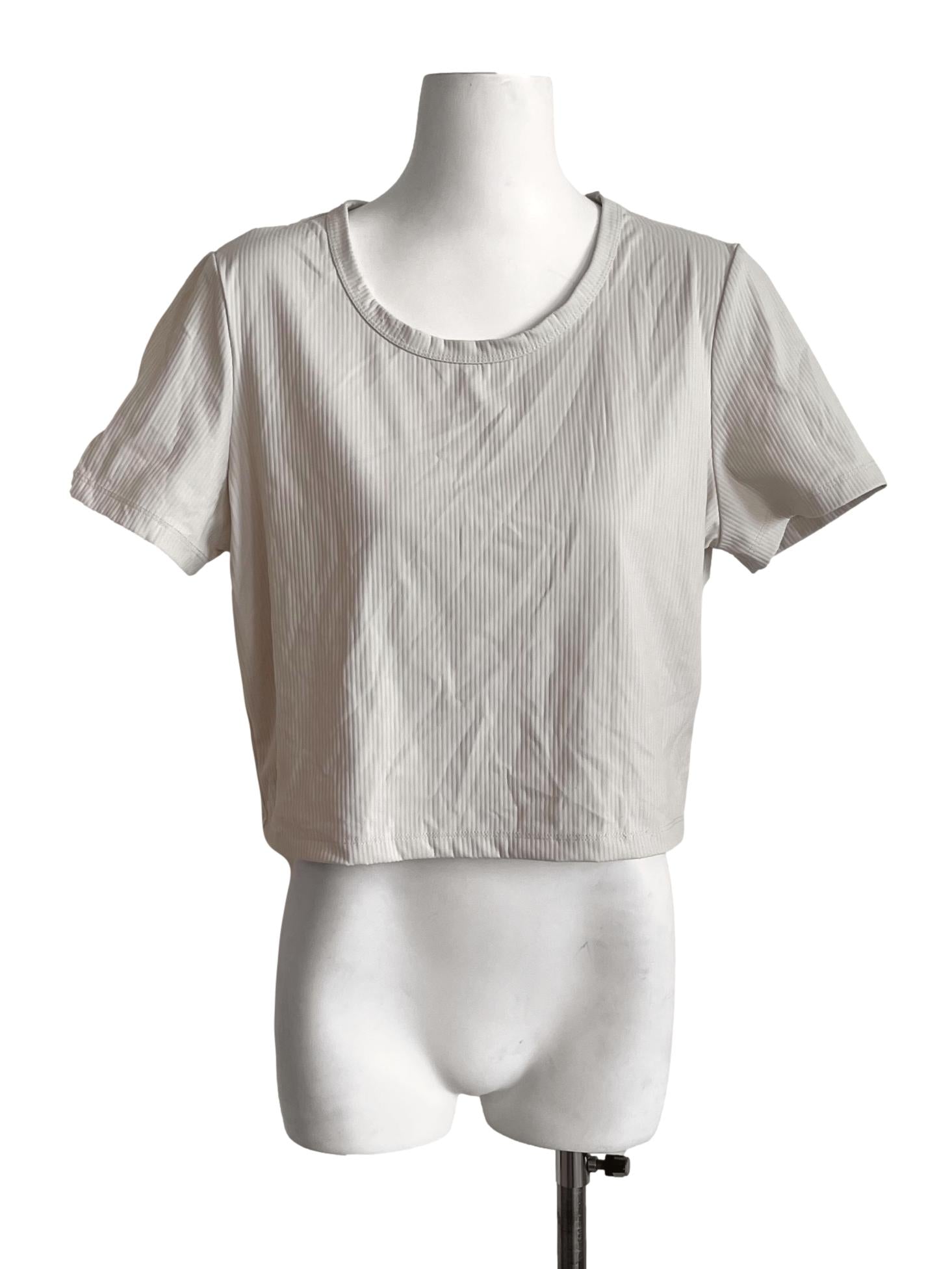 Cream White Crop Pleated Shirt