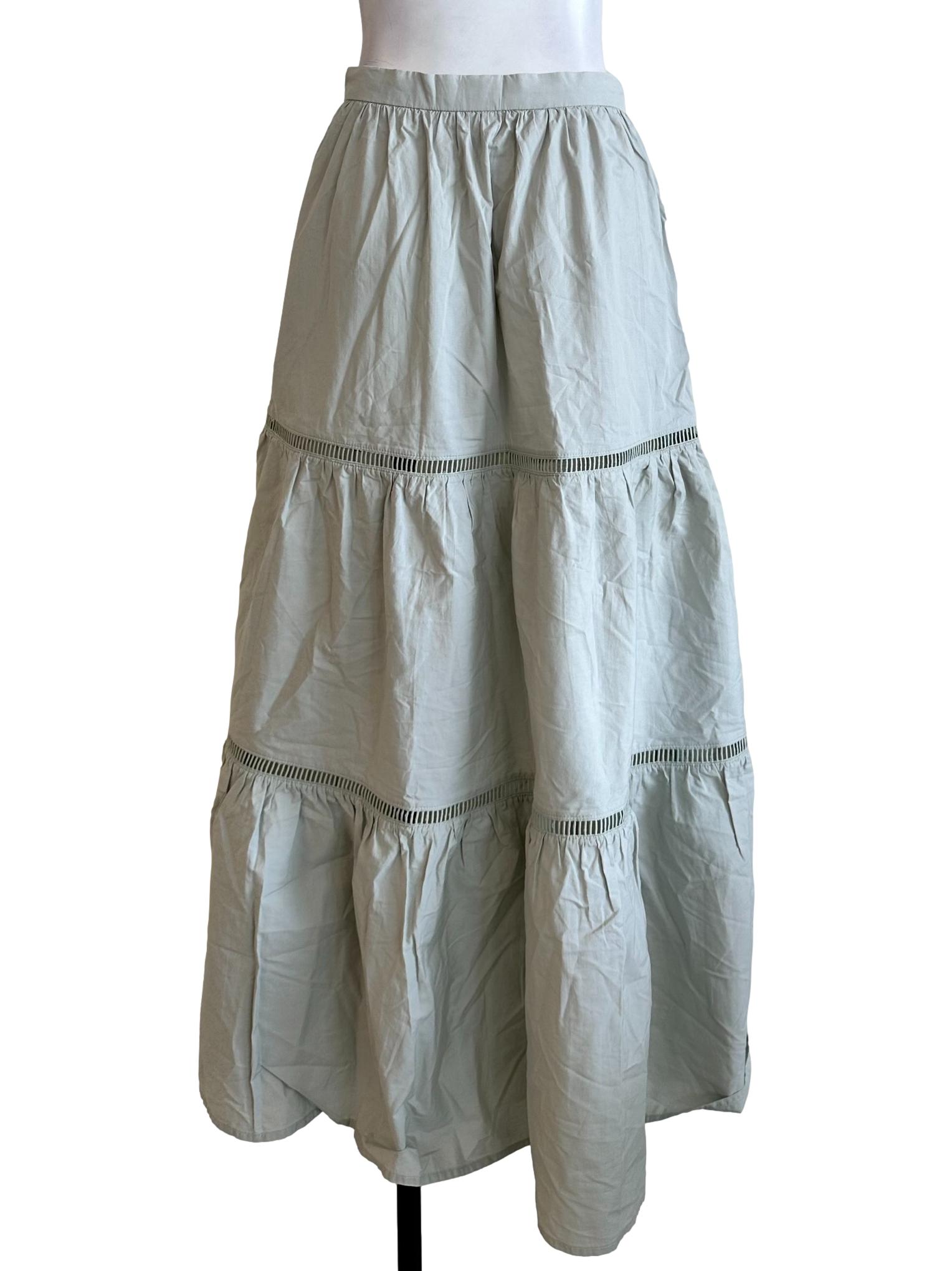 Mint Green Embroidered Skirt