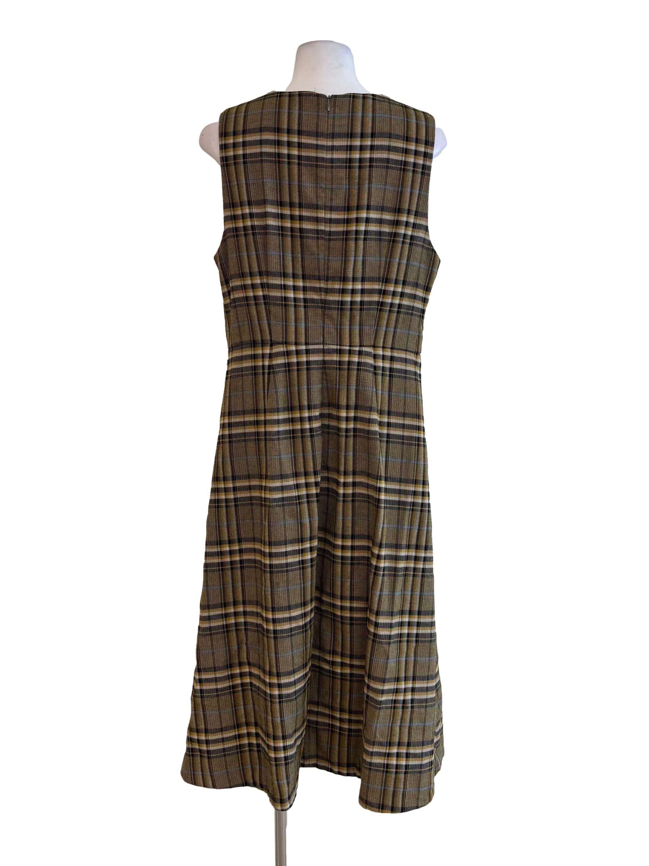 Buff Brown Yellowish Plaid Dress