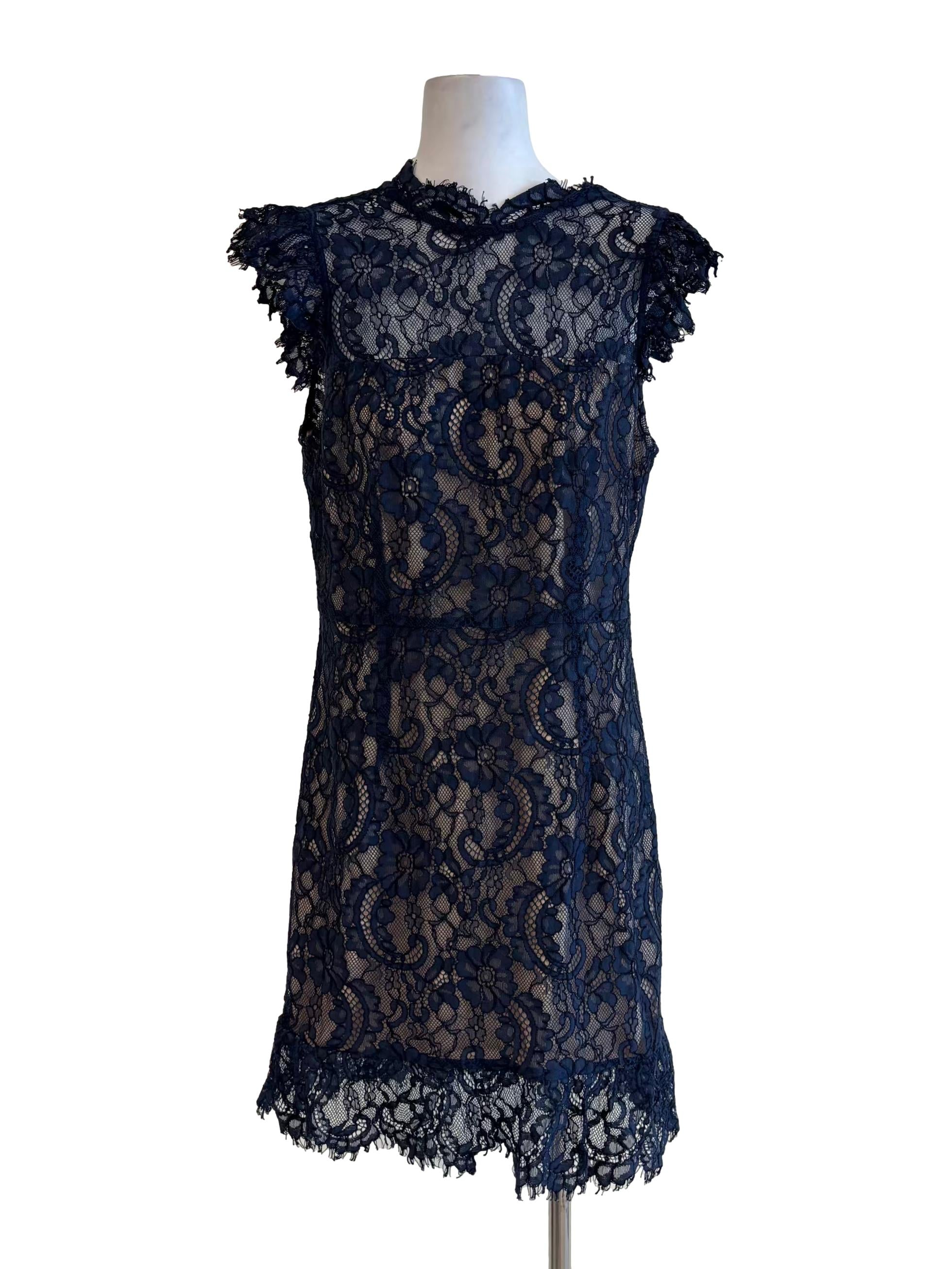 Midnight Blue Lined Lace Dress