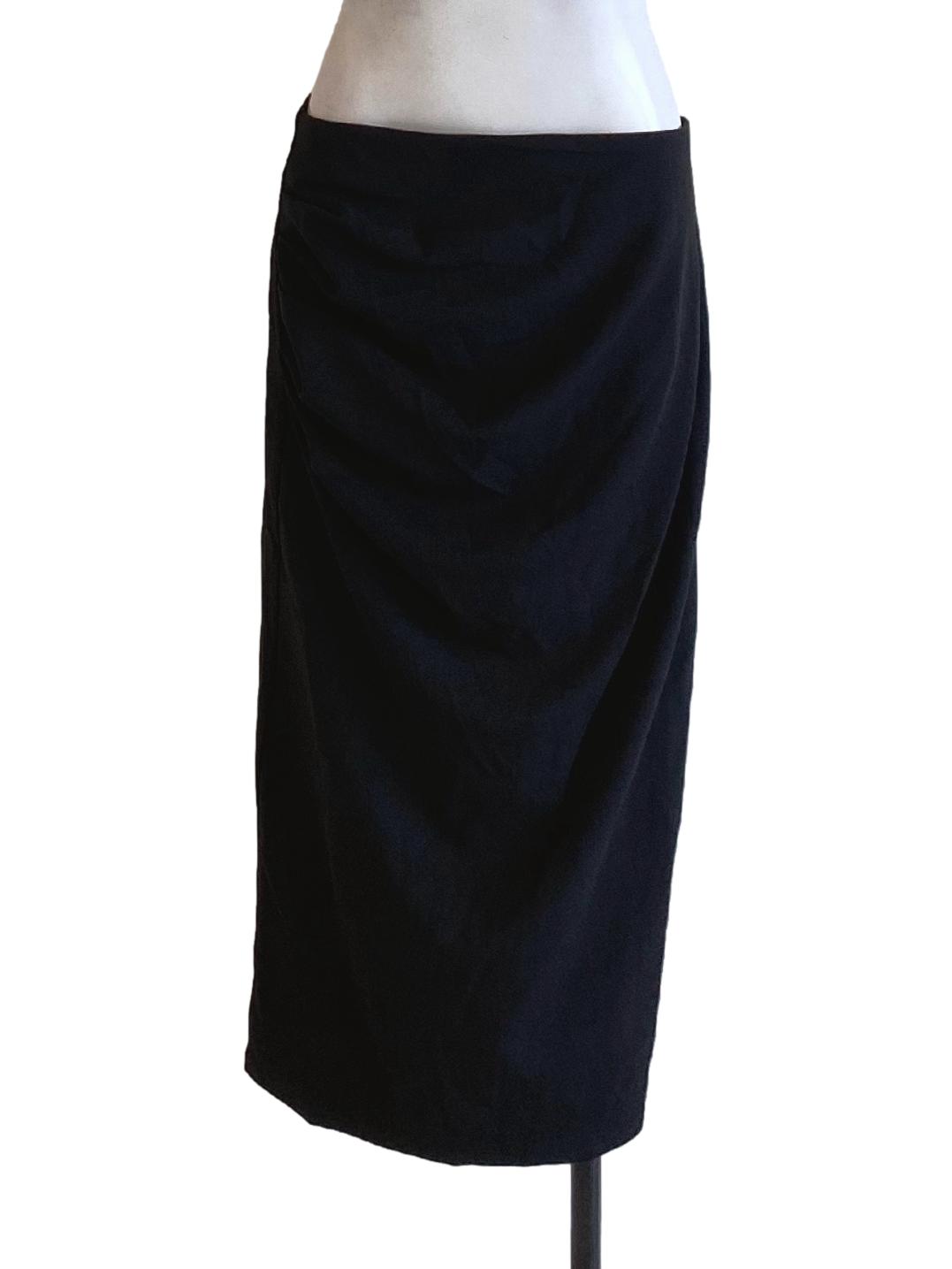 Ebony Black Zip Up Wrap Tube Skirt