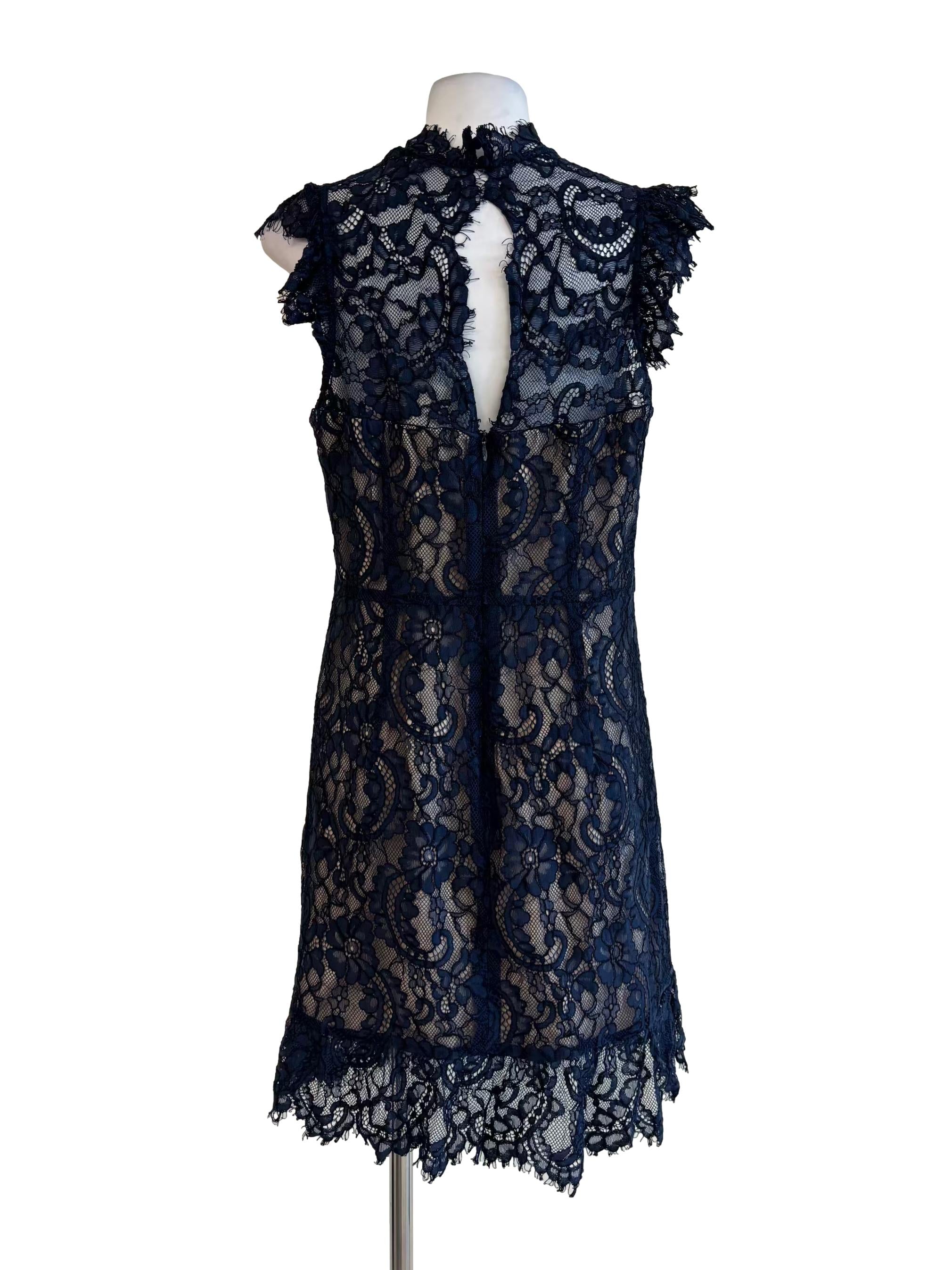 Midnight Blue Lined Lace Dress