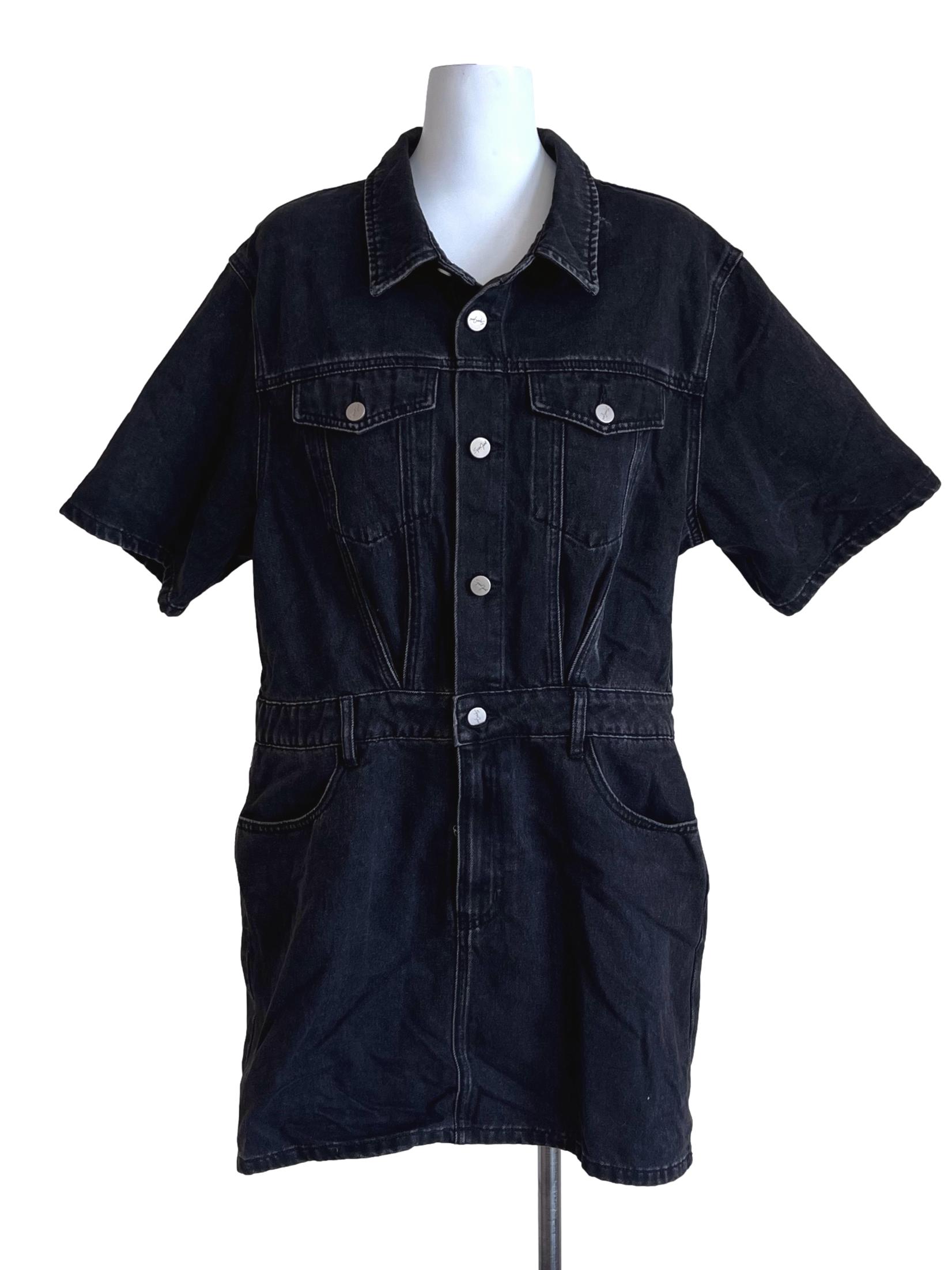 Charcoal Grey Jean Romper