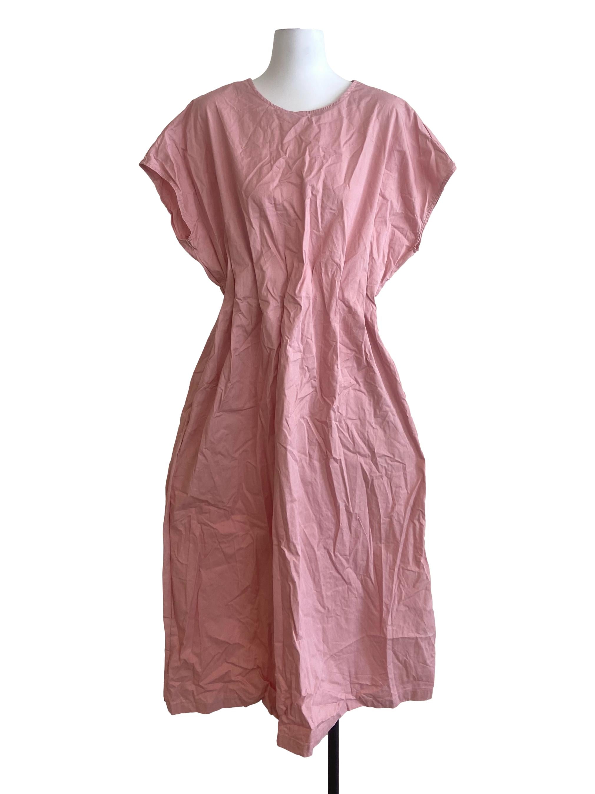 Rose Pink Batwing Sleeve A-Line Dress