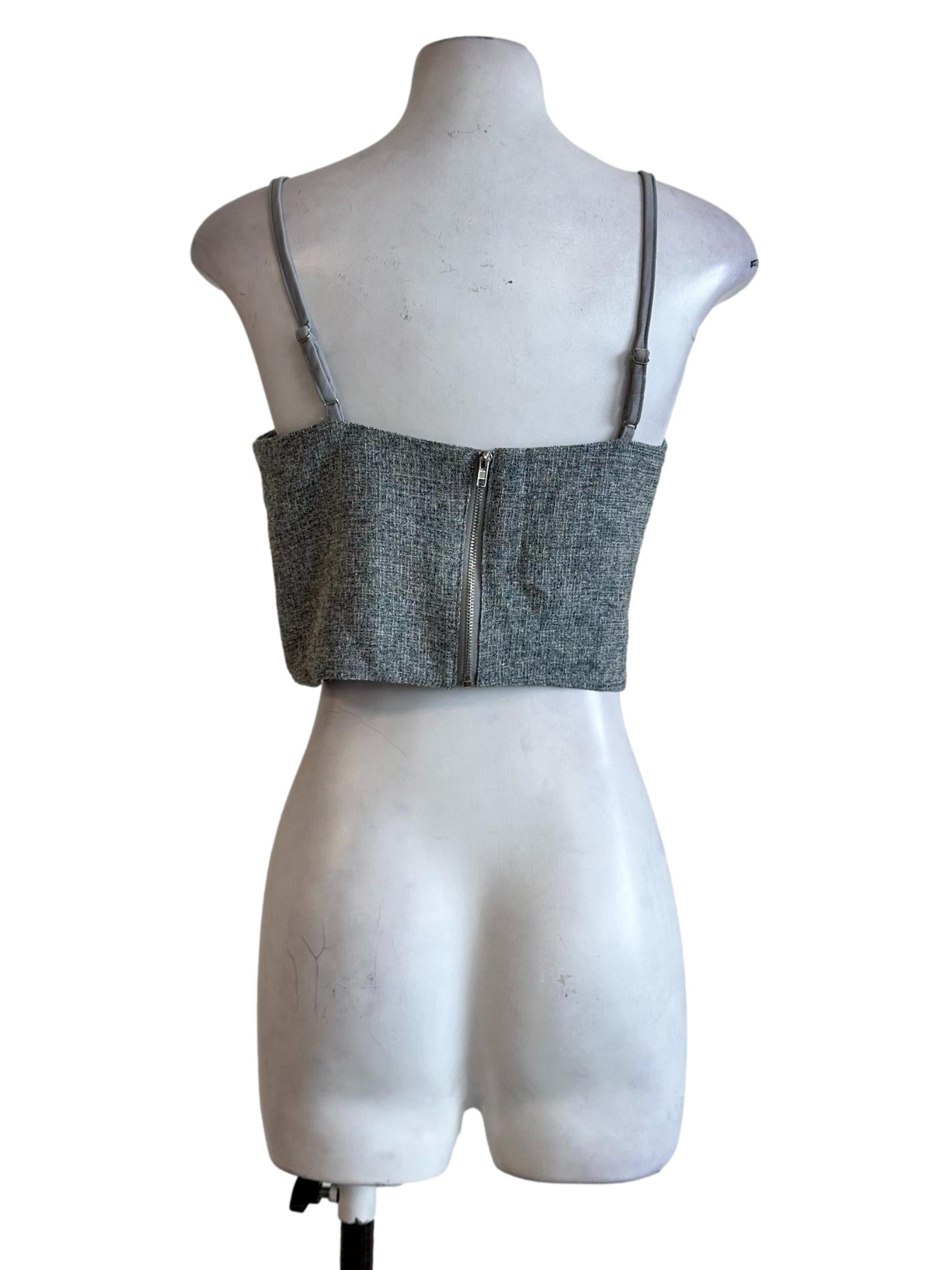 Coin Grey Tweed Pattern Sleeveles Top