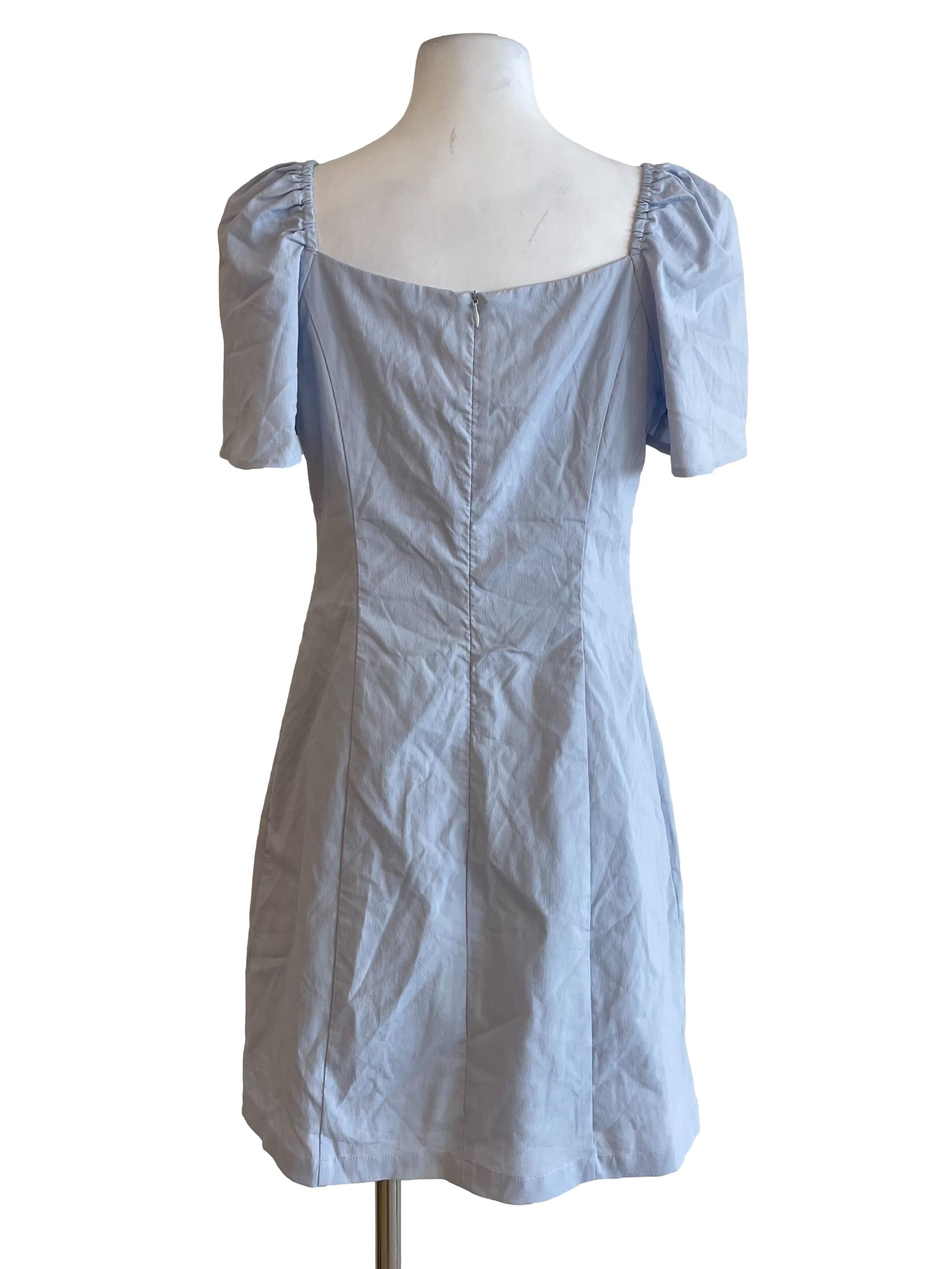 Ice Blue Butterfly Sleeves Fit Dress
