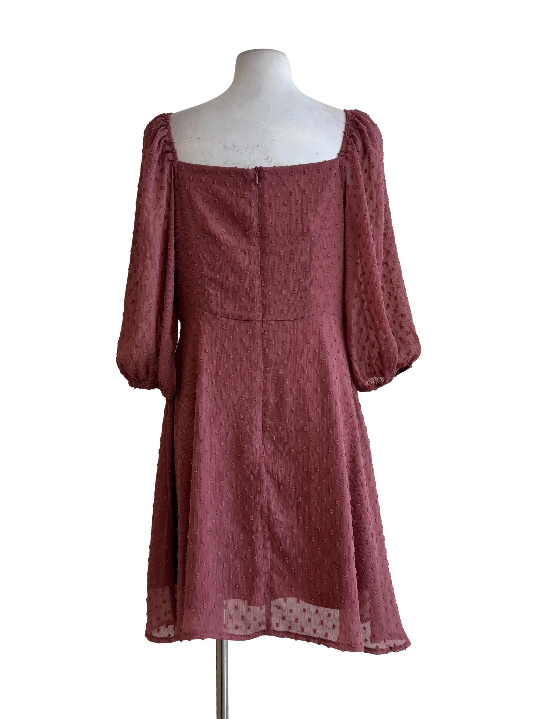 Raspberry Textured Longsleeve Dress