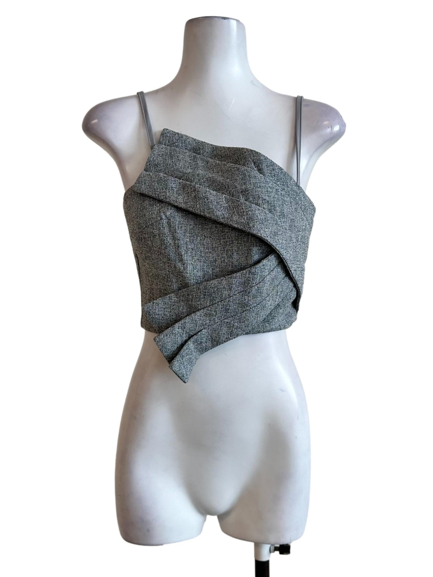 Coin Grey Tweed Pattern Sleeveles Top