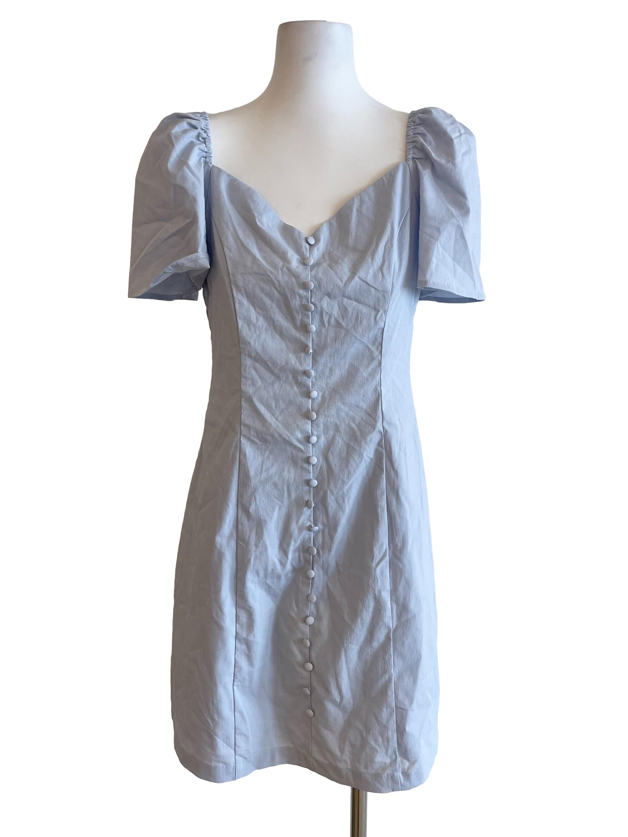 Ice Blue Butterfly Sleeves Fit Dress