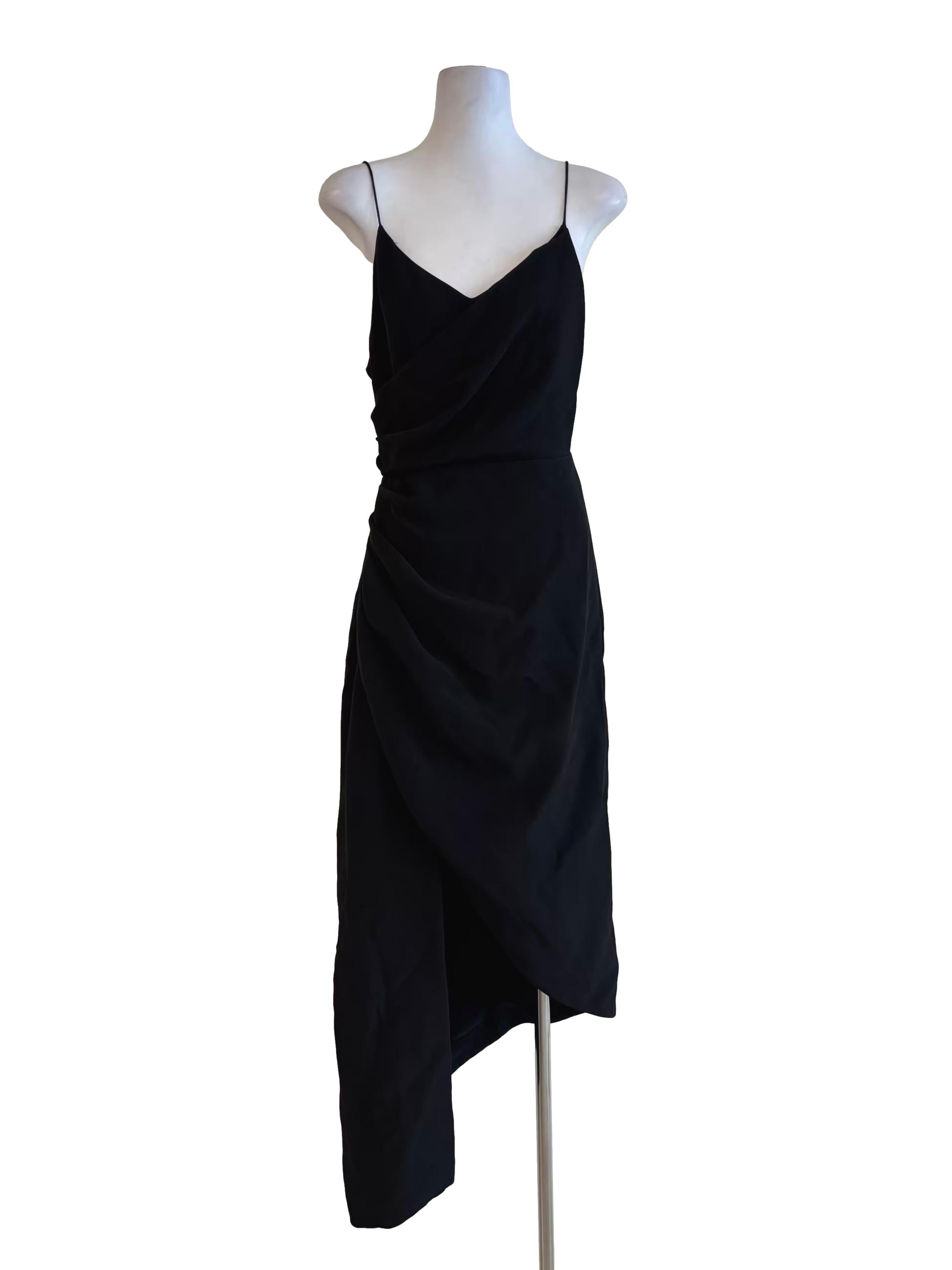 Rich Black Spaghetti Strap Bodycon Dress