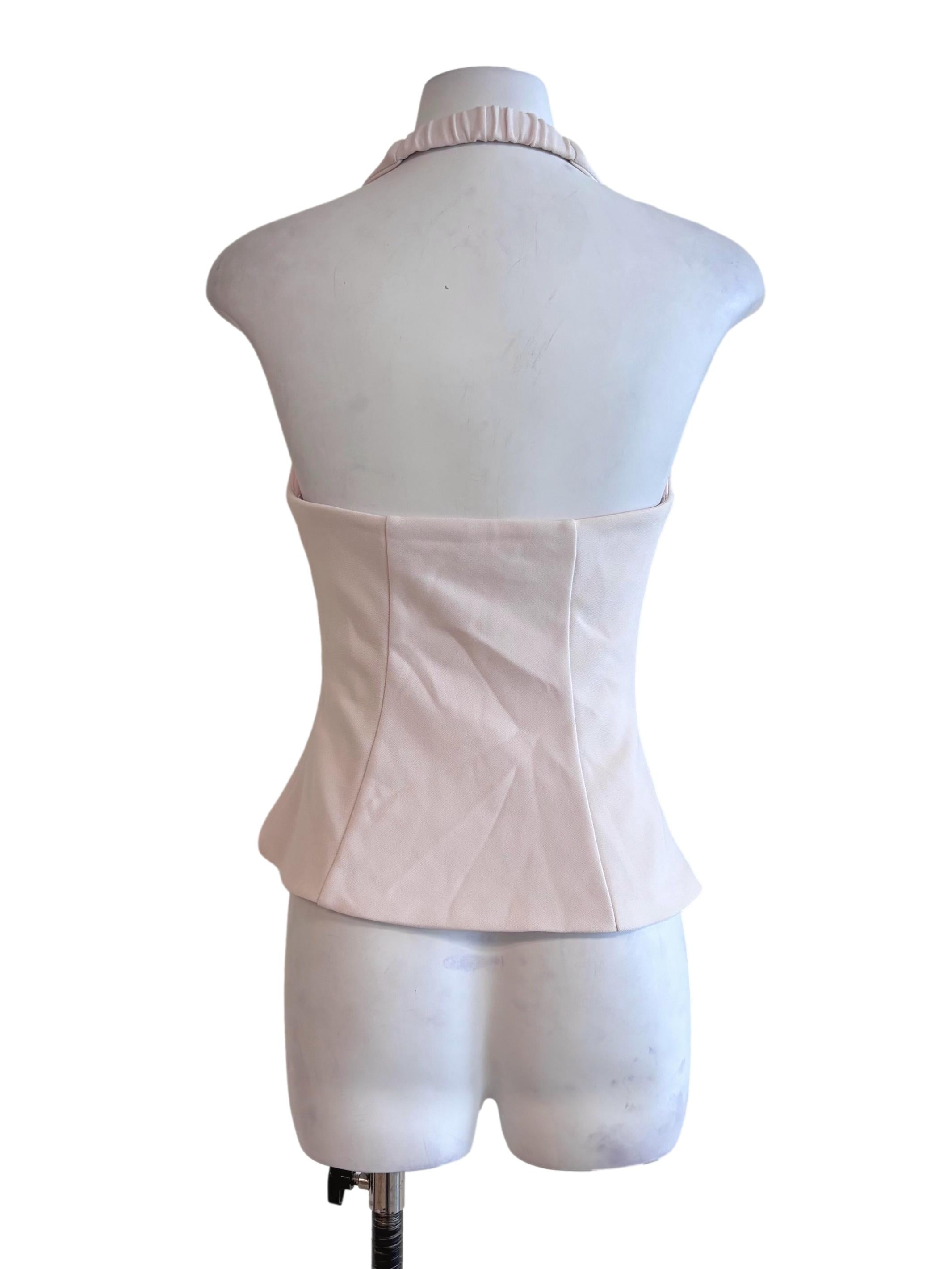 Light Pink Buttoned Halter Peplum Top