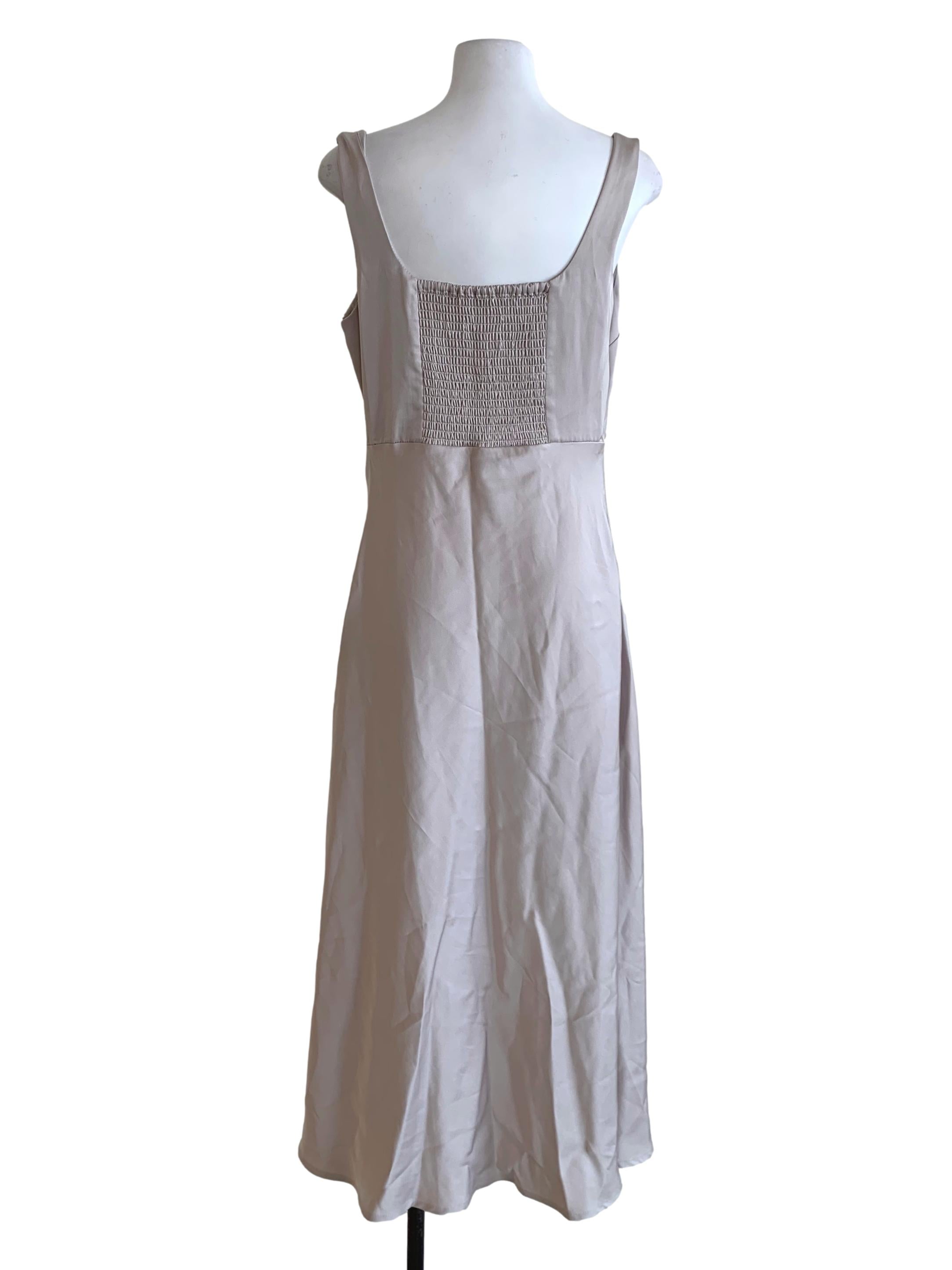 Beige Square Neckline Sheath Dress