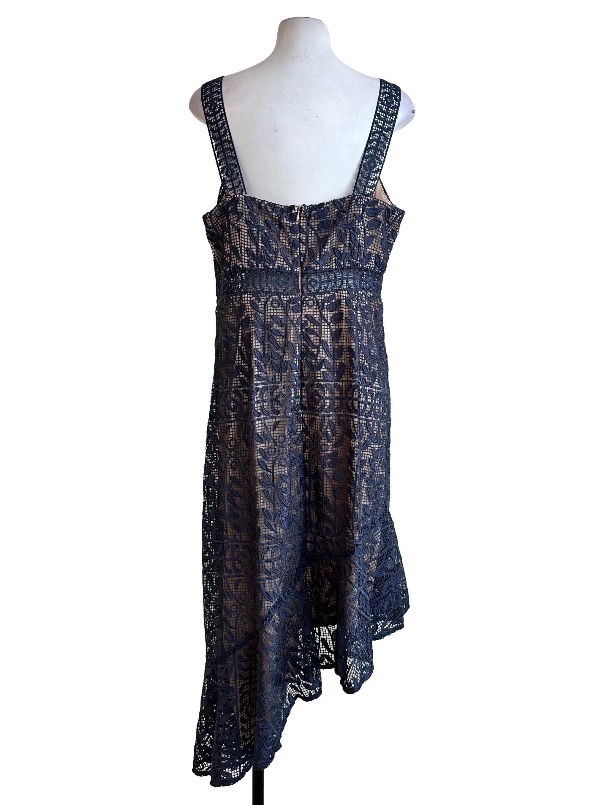 Bluish Grey Lace Embroidery Dress