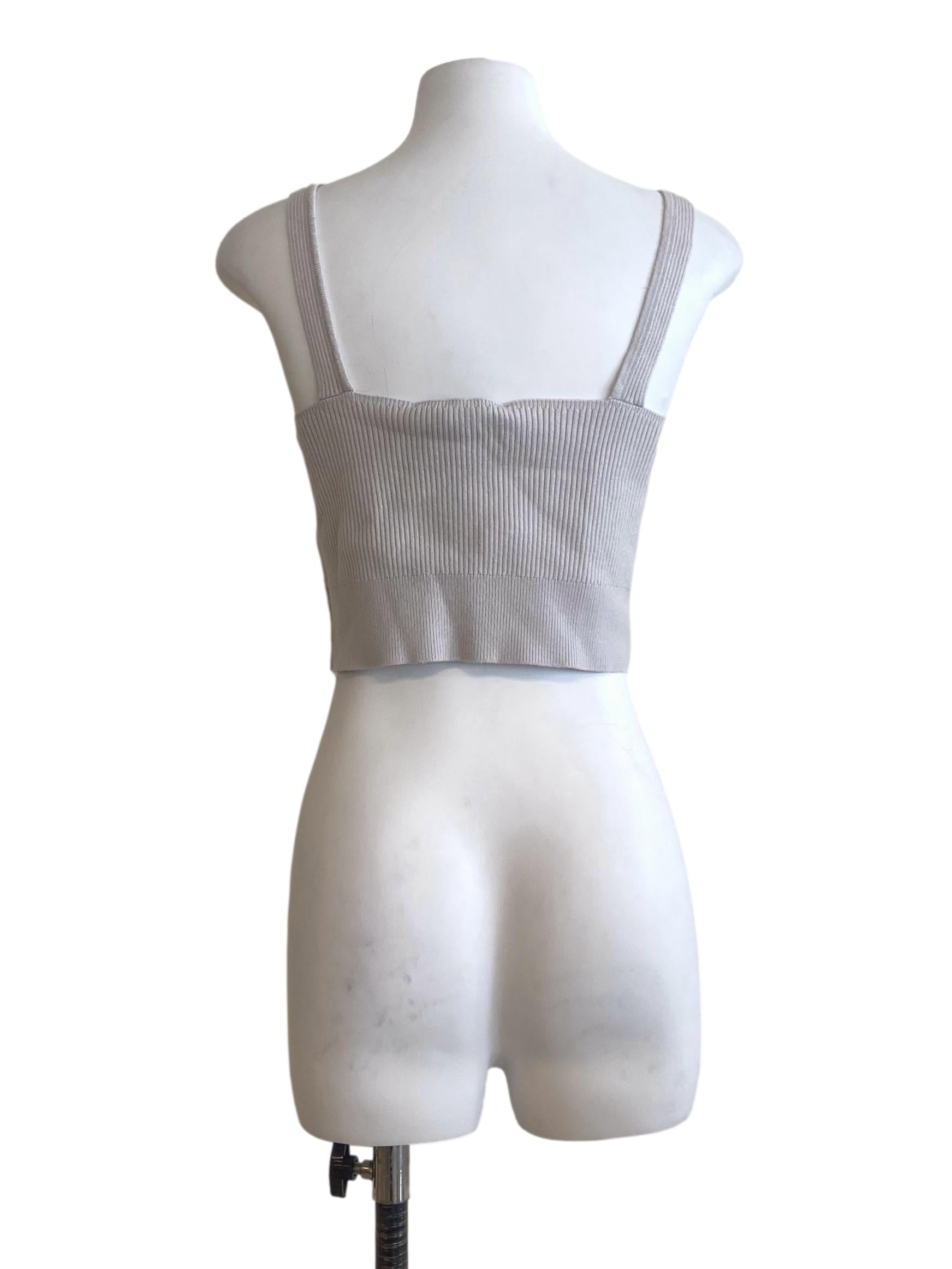 Cloud Grey Sleeveless Pencil Stripe Crop Top LB