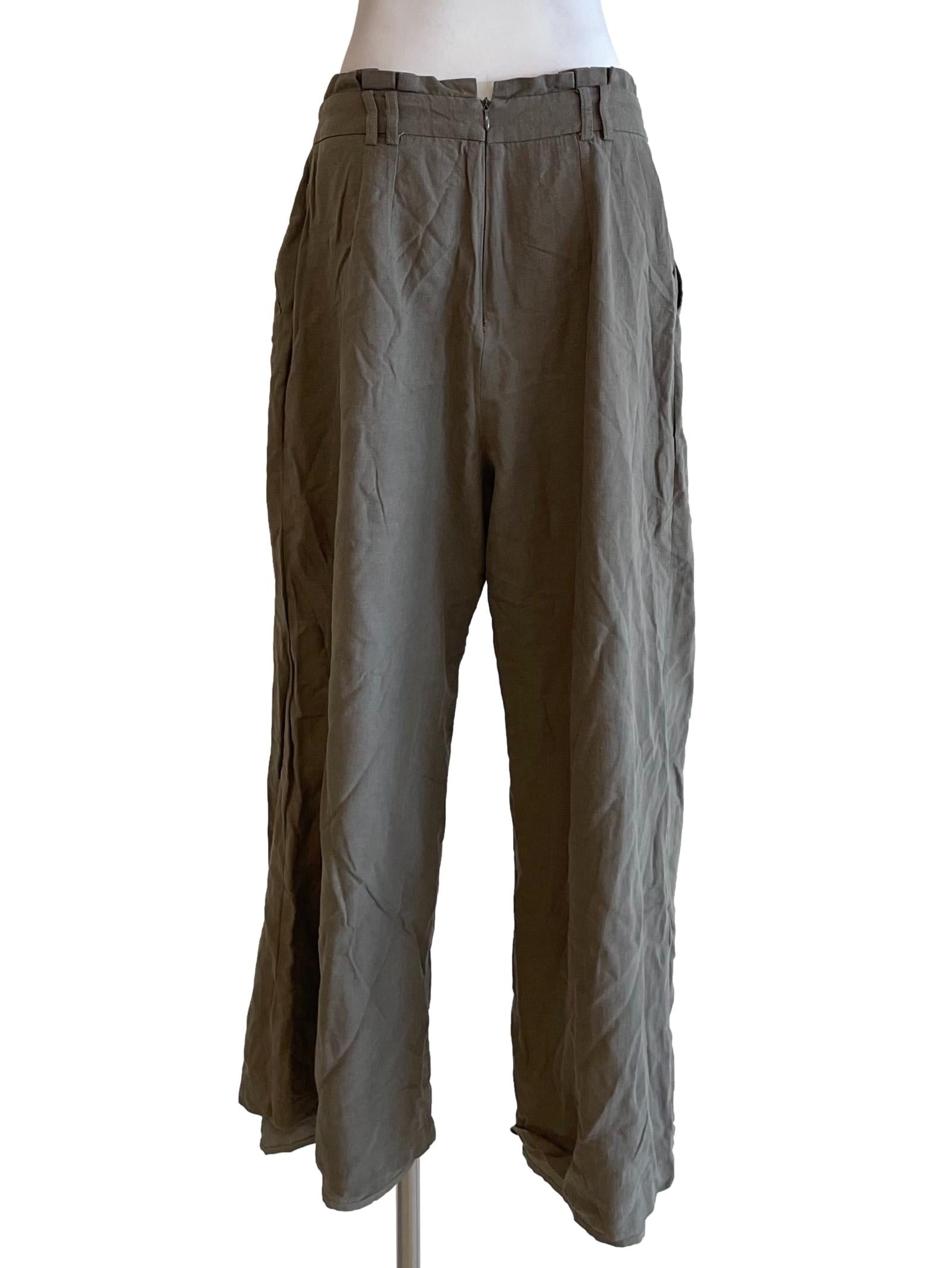 Dusty Sage Ruffled Wide Leg Pants