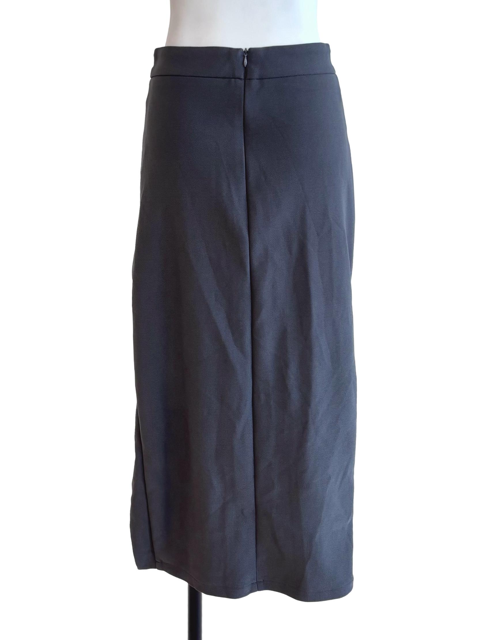 Ash Grey Drape Midi Skirt
