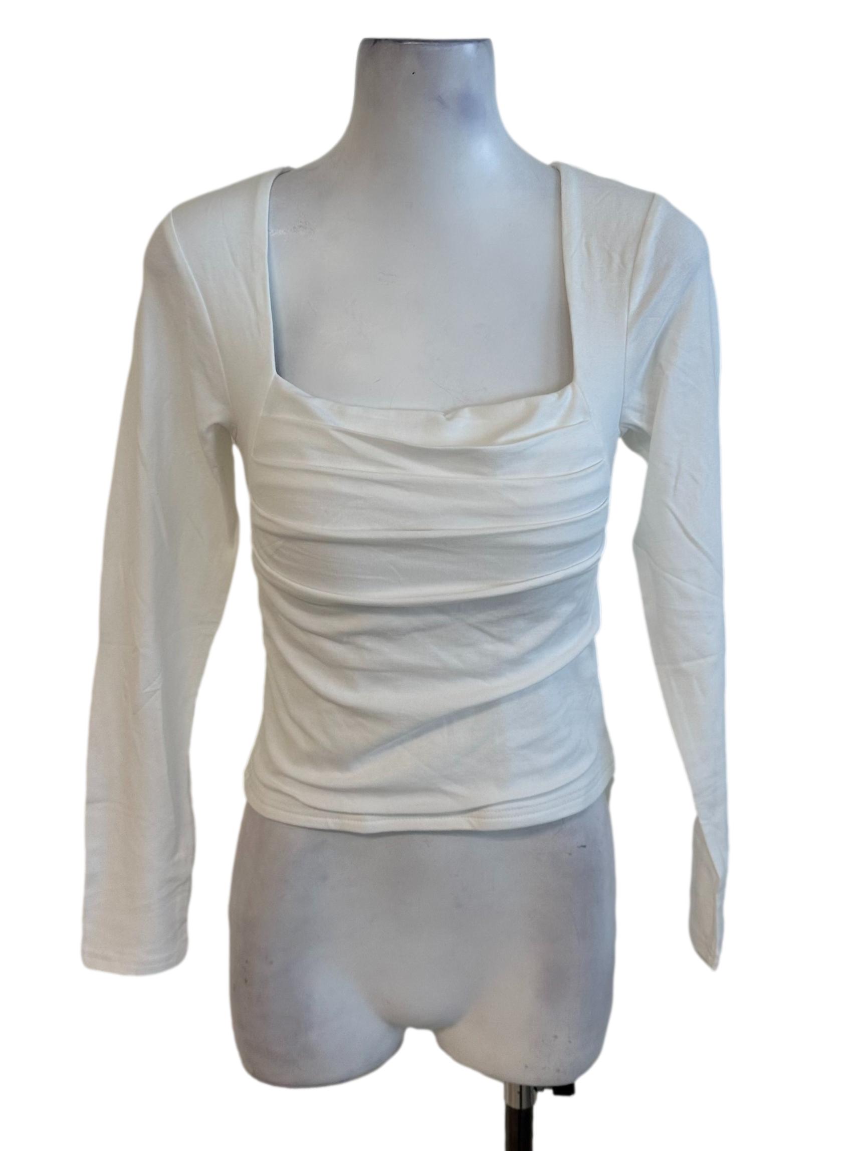 Ivory White Square Neck Fitted Top