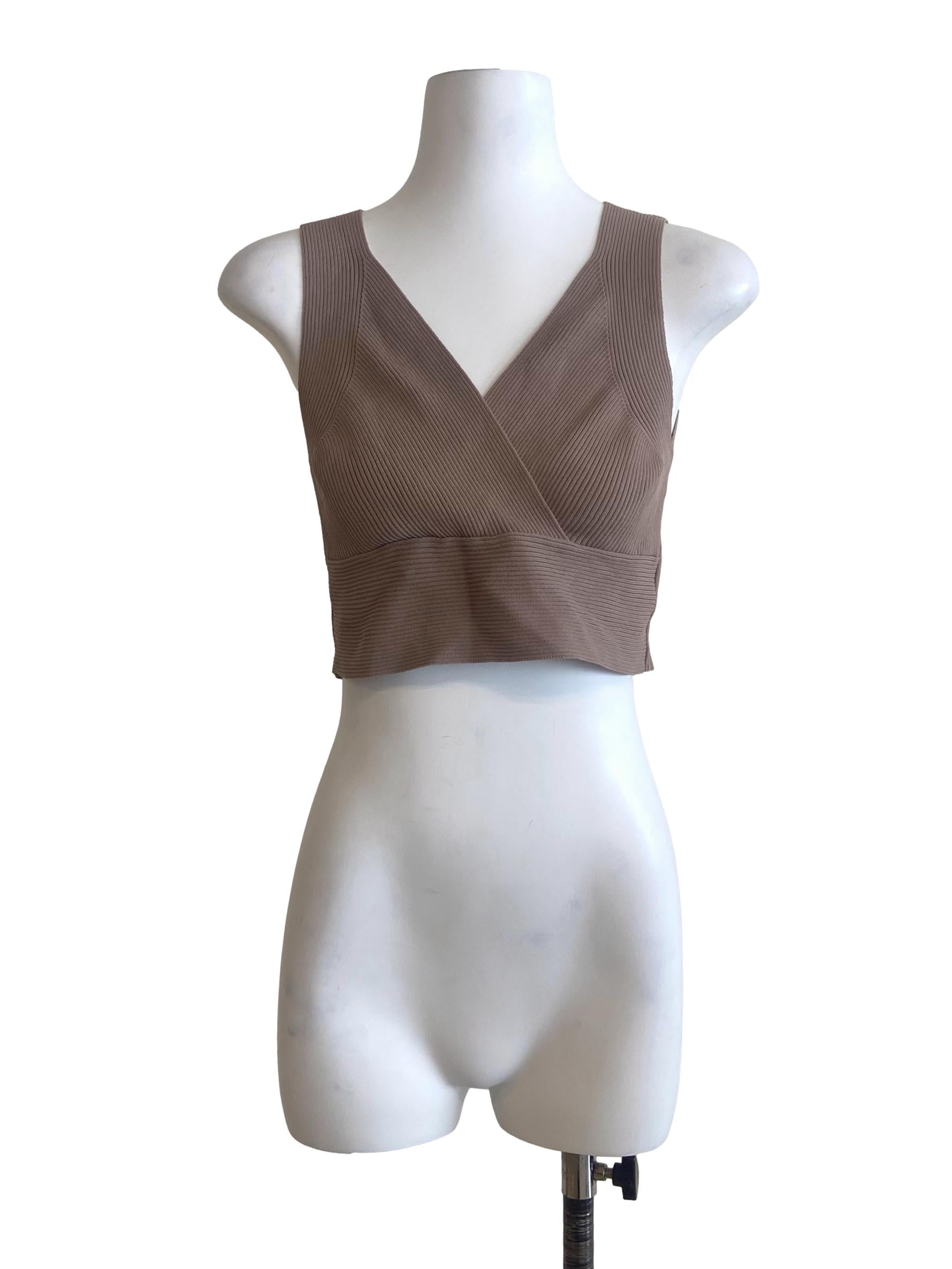 Bone Beige Sleeveless Crop Top LB
