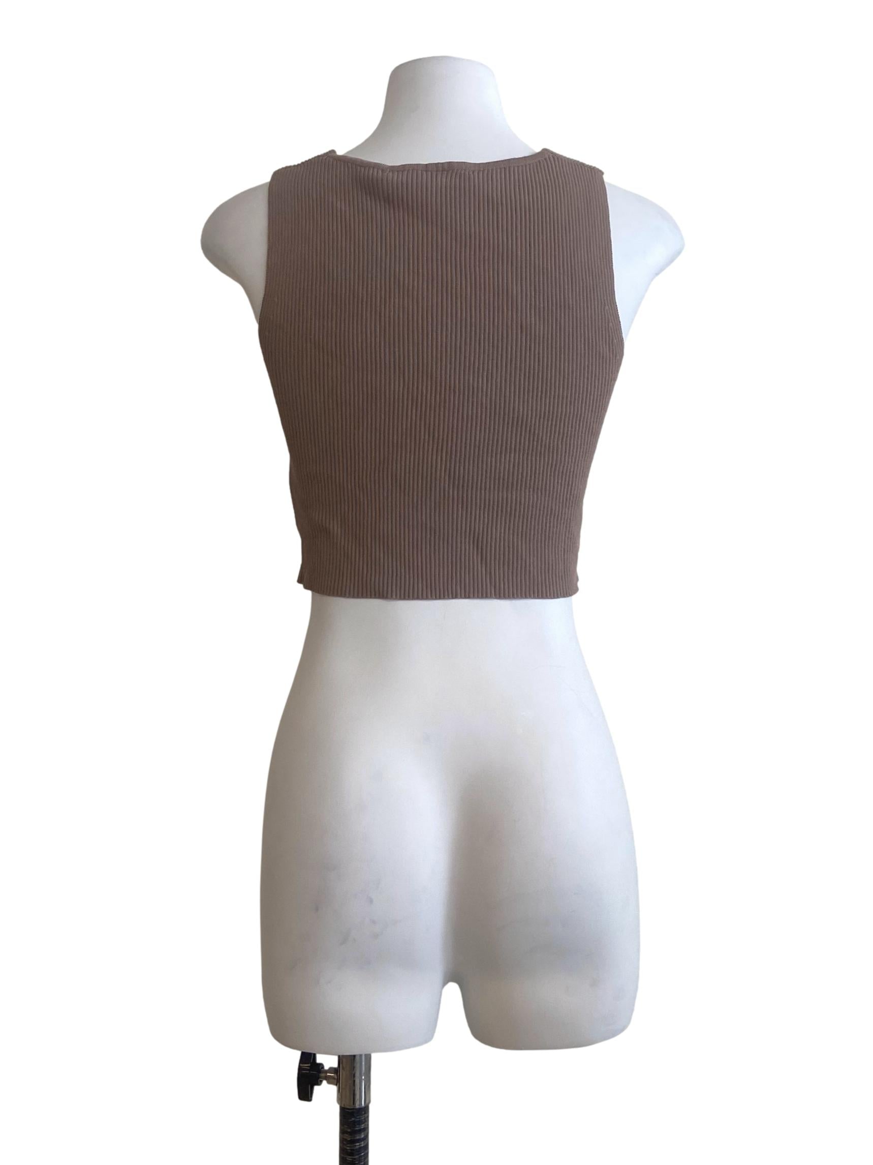 Bone Beige Sleeveless Crop Top LB