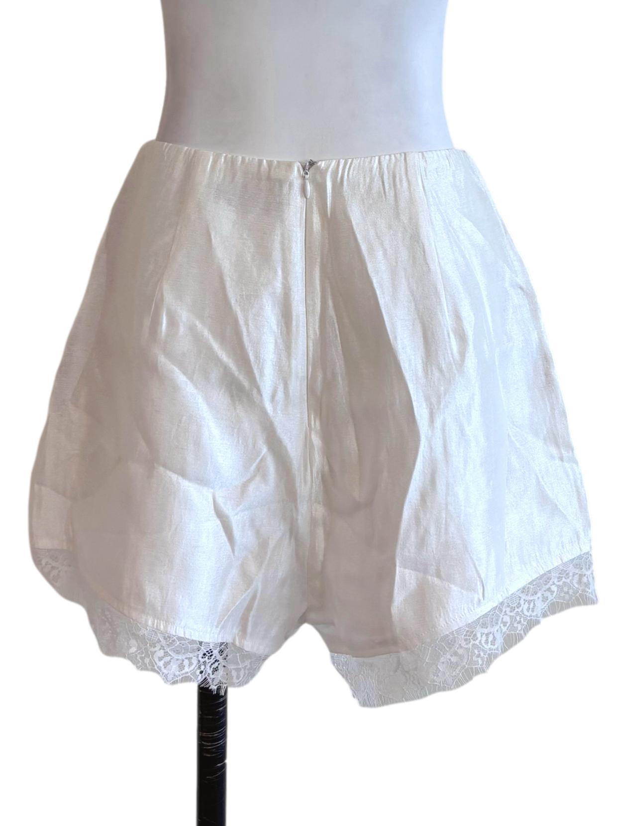 Pearl White Lace Hem Shorts