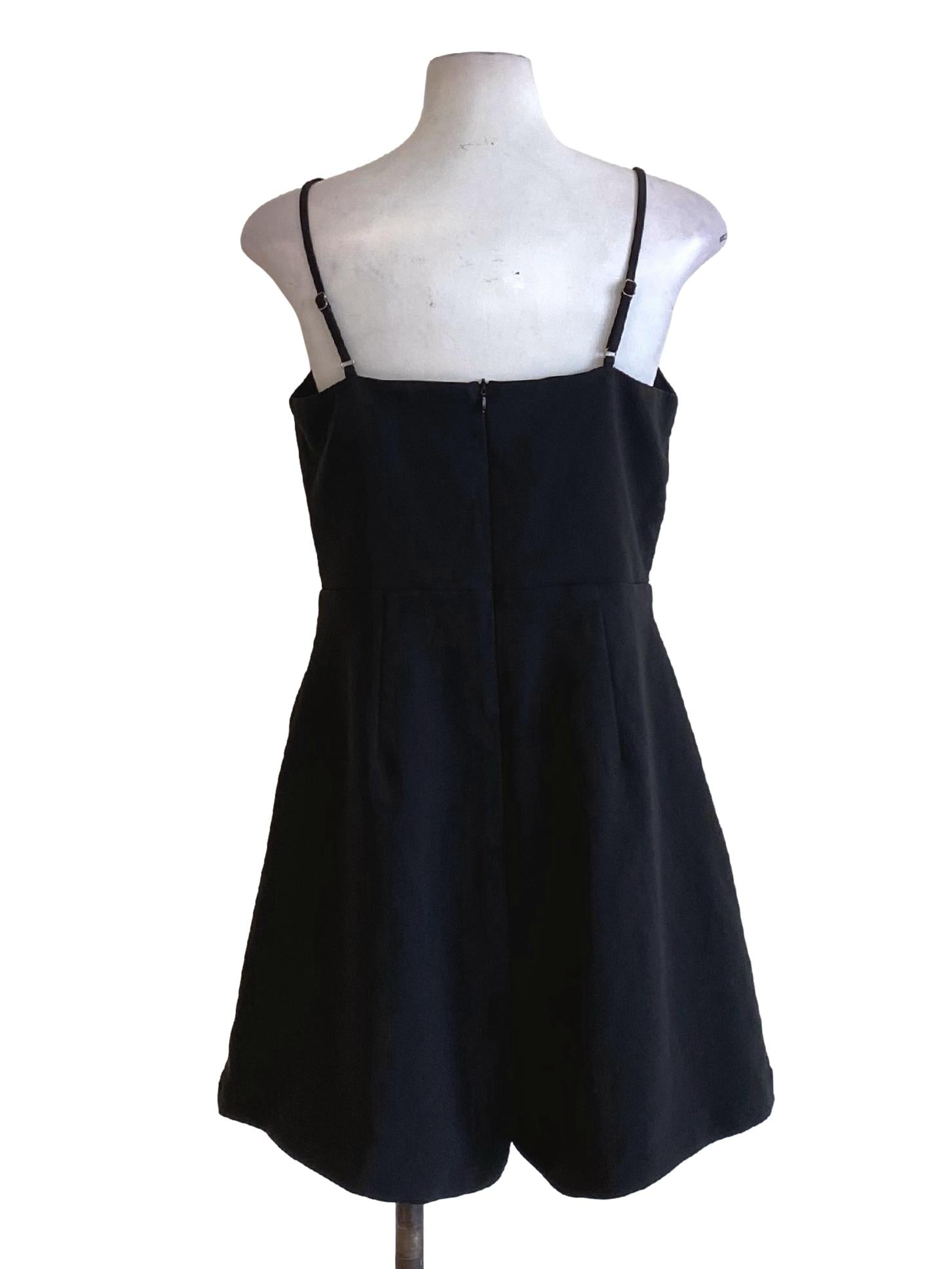 Ebony Black Sweetheart Spaghetti Strap Regular Romper