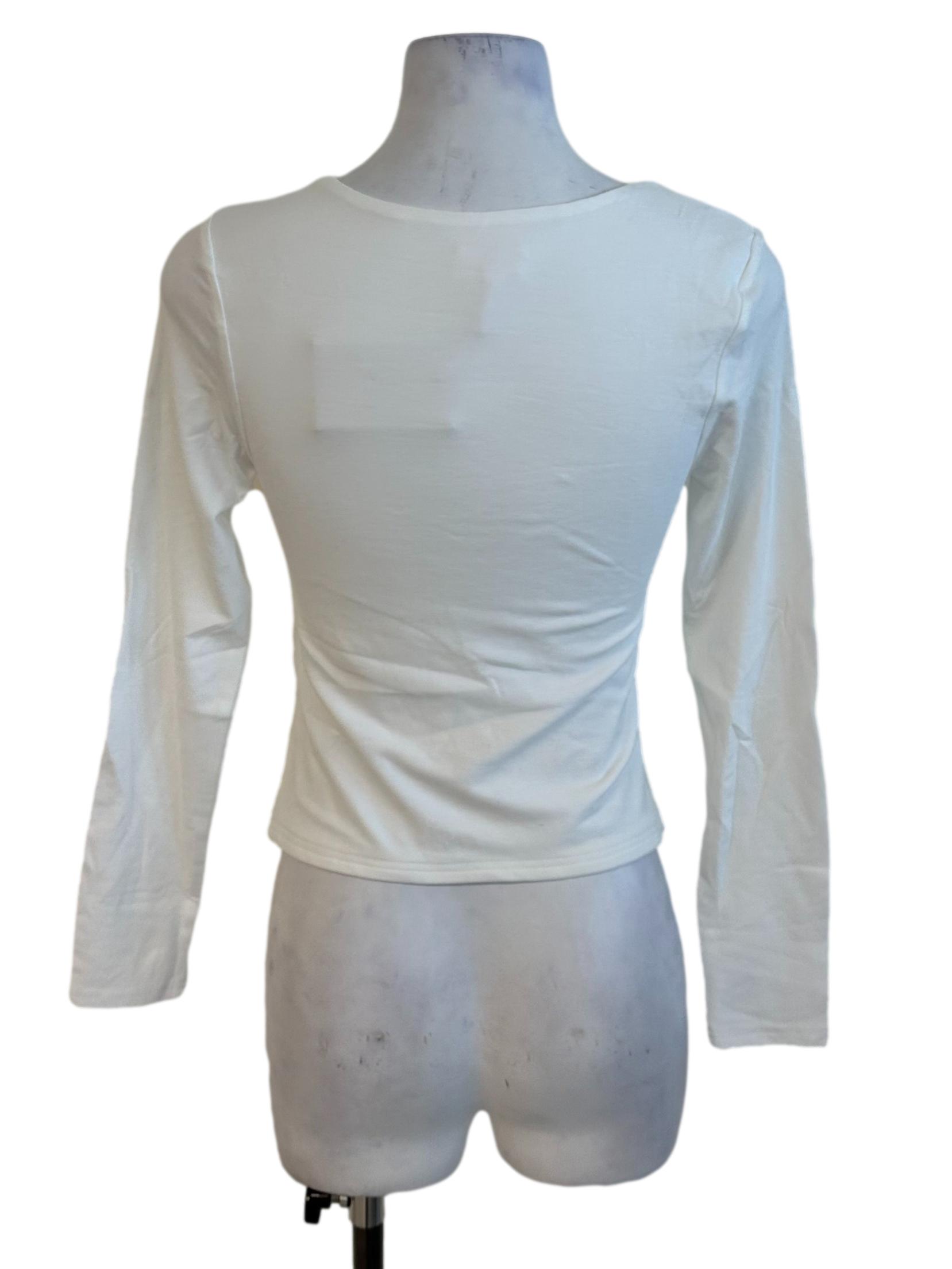 Ivory White Square Neck Fitted Top