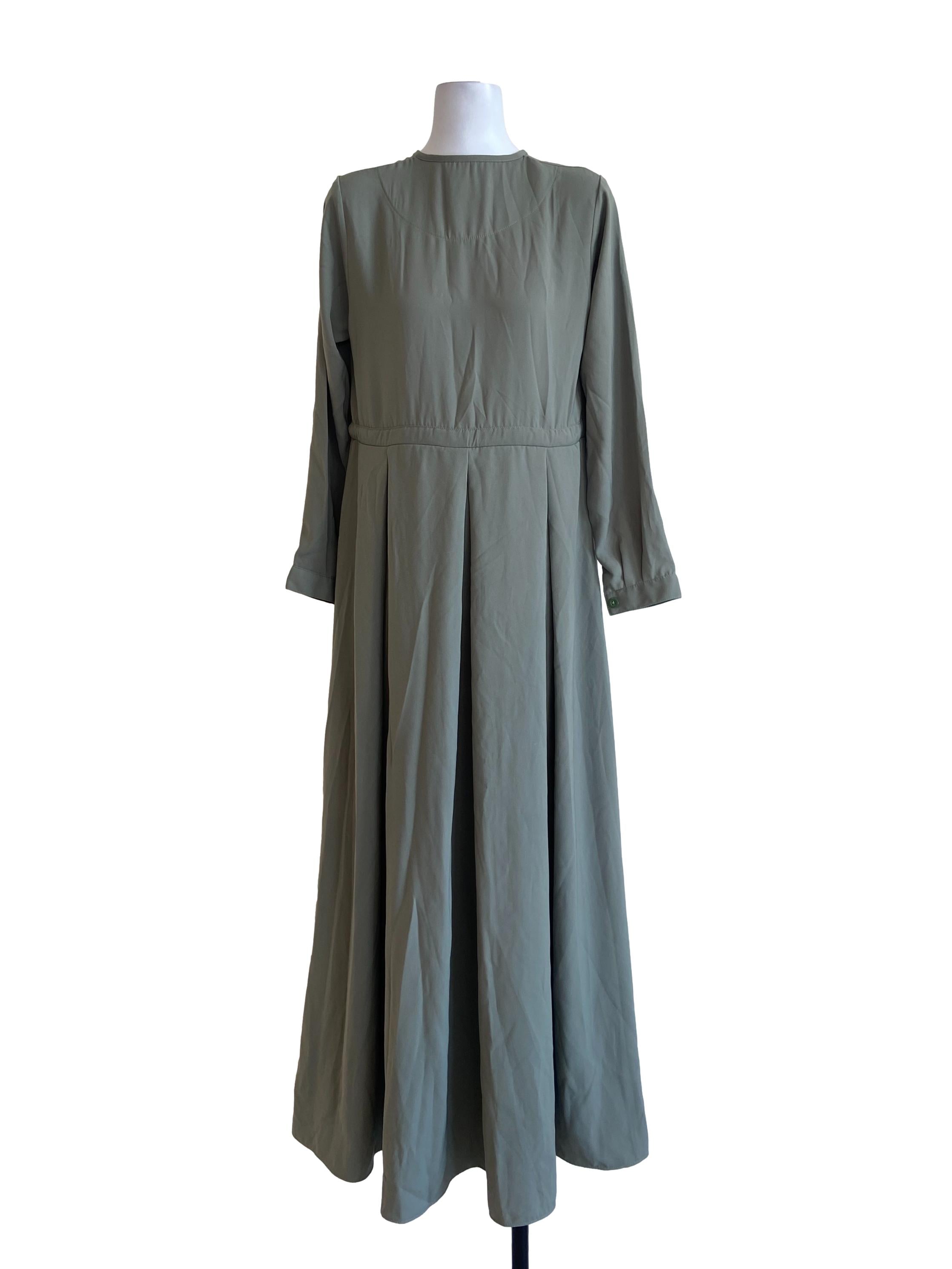 Sage Green Twill Empire Dress