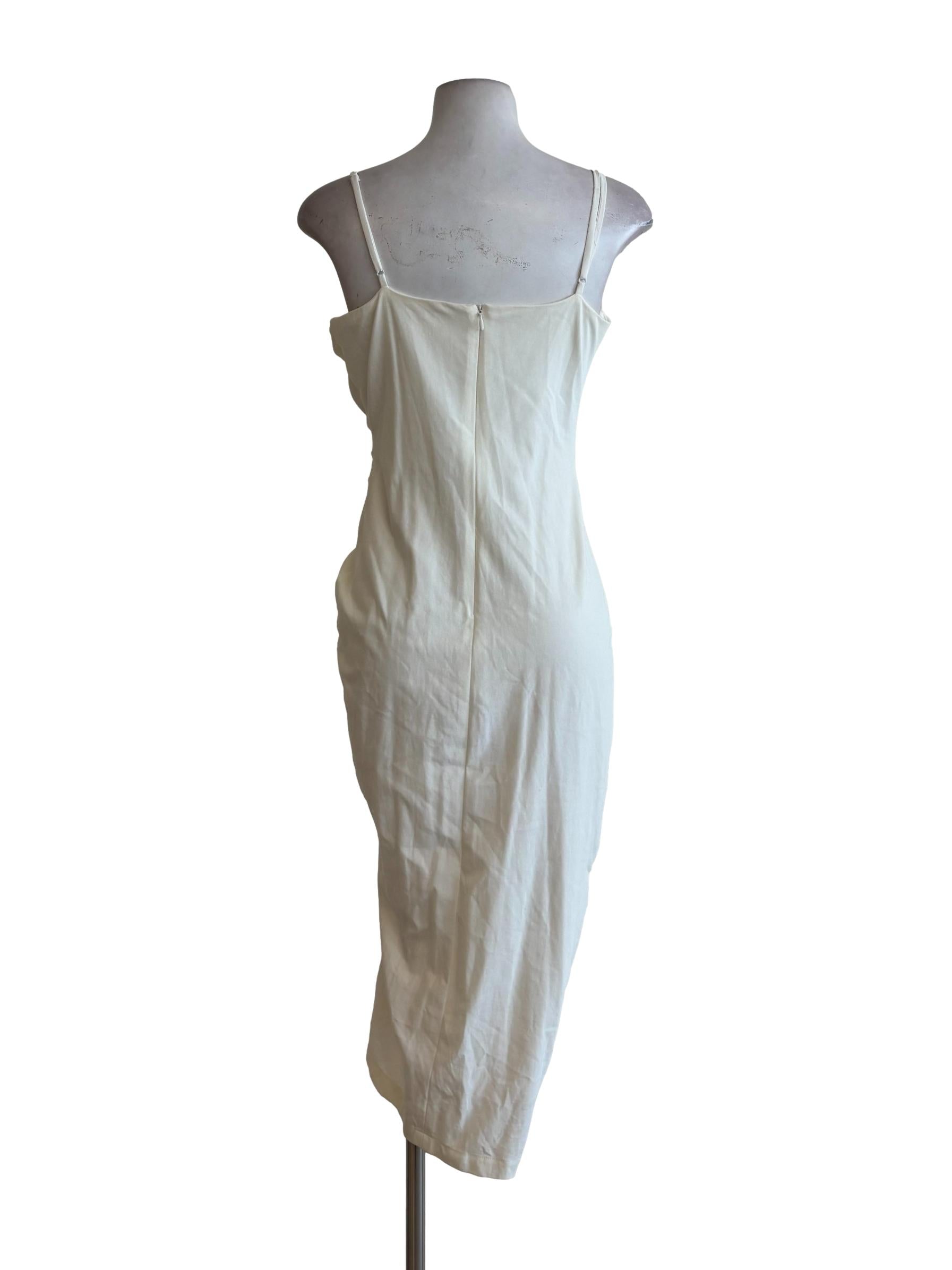 Ivory White Side Scrunched Bodycon Dress